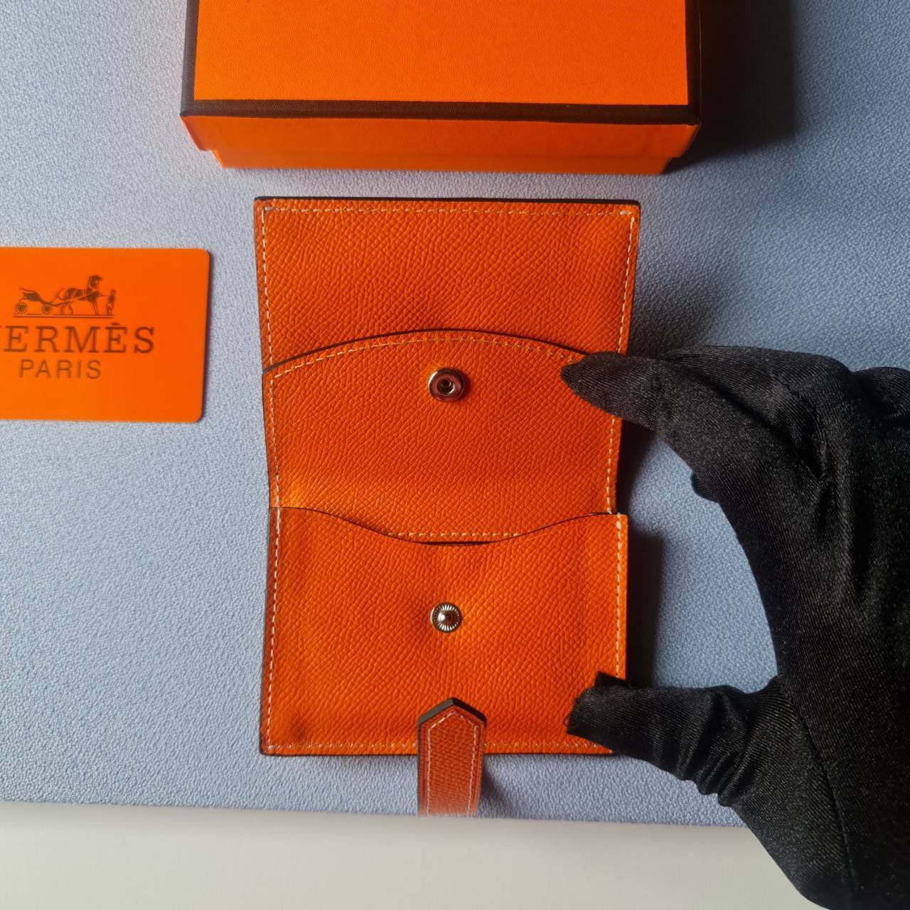 VIP หนังแท้ 】HERMES MINI BEARN WALLET UNISEX