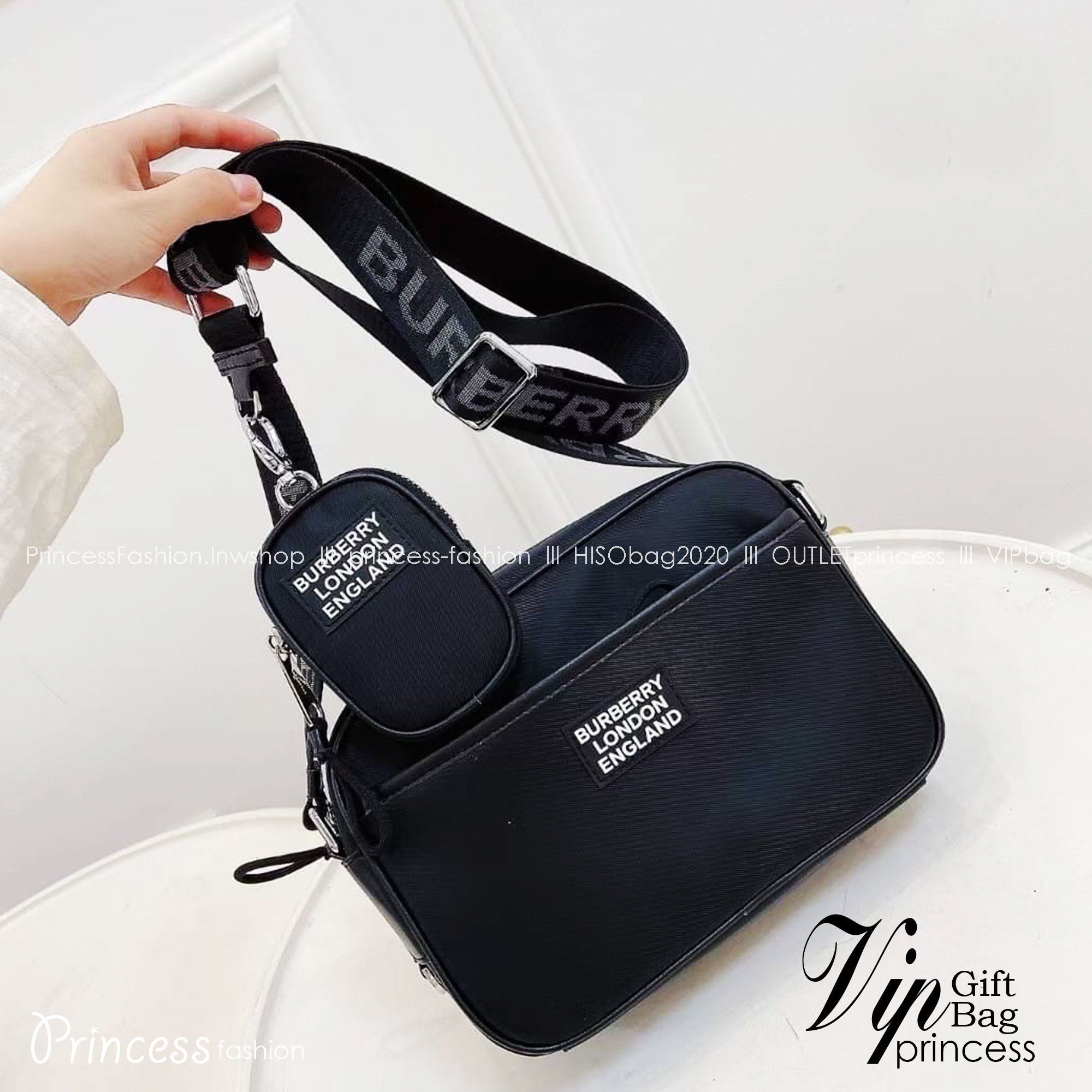 BURBERRY messenger bag 9" / Burberry Positively Conscious logo crossbody bag กระเป๋าสะพายไนลอนทรงเหลี่ยมน้ำหนักเบา ใช้ได้ทั้งชายหญิง ภายในโล่งกว้าง ขนาดกำลังดี