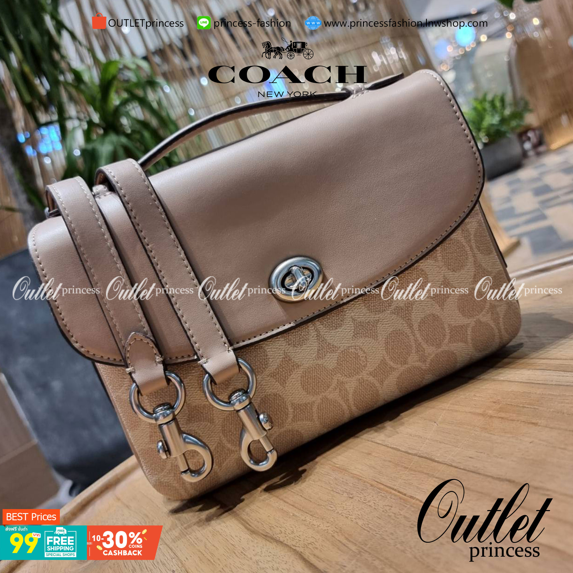 COACH 68349 CASSIE CROSSBODY IN SIGNATURE CANVAS เรียบหรู ดูดี ก็ต้องไอเท็มนี้ไม่อยากให้พลาด!! พาสเทลละมุนมากๆ สะพายแล้วดูแพงมากๆ สวยเลิศ กระเป๋าถือ/สะพายข้าง วัสดุหนังแคนวาสสลับหนังแท้ เปิด-ปิดด้วยตัวบิดล็อคแน่นหนา ภายในแบ่งสัดส่วนอย่างดี ใส่ของได้ครบสบา