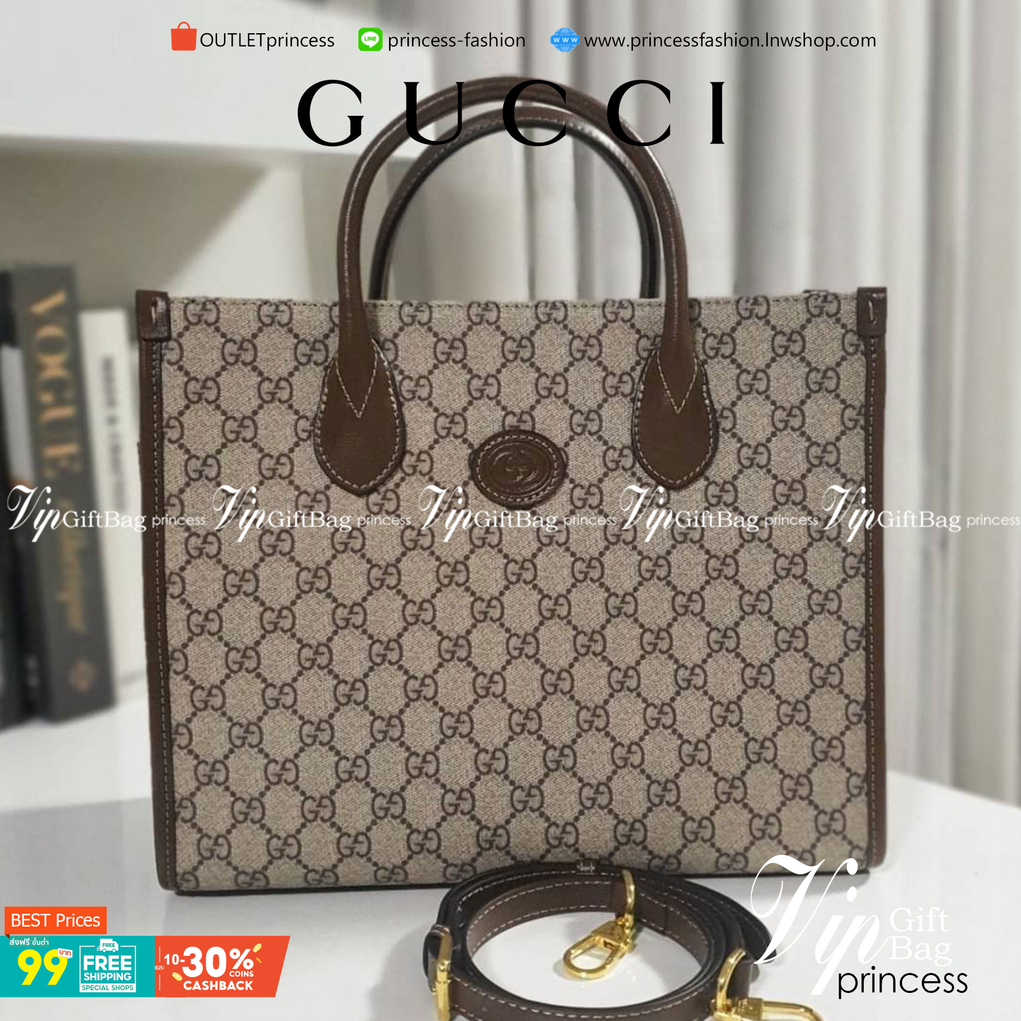 GUCCI FRAGRANCES CROSSBODY BAG VIP ORIGINAL 1:1 GIFT WITH PURCHASE (GWP) พรีเมี่ยมกิ๊ฟ Limited Edition จาก GUCCI PERFUME ใบใหญ่ทรง TOTE **ใส่ไอแพดได้ วัสดุ Geniune Leather หนังแท้ตัดผ้าแคนวาส ทรงเหลี่ยมสุดฮิต ดีไซน์สวยอยู่ทรง ภายในโล่งกว้าง มาพร้อมช่องซิป