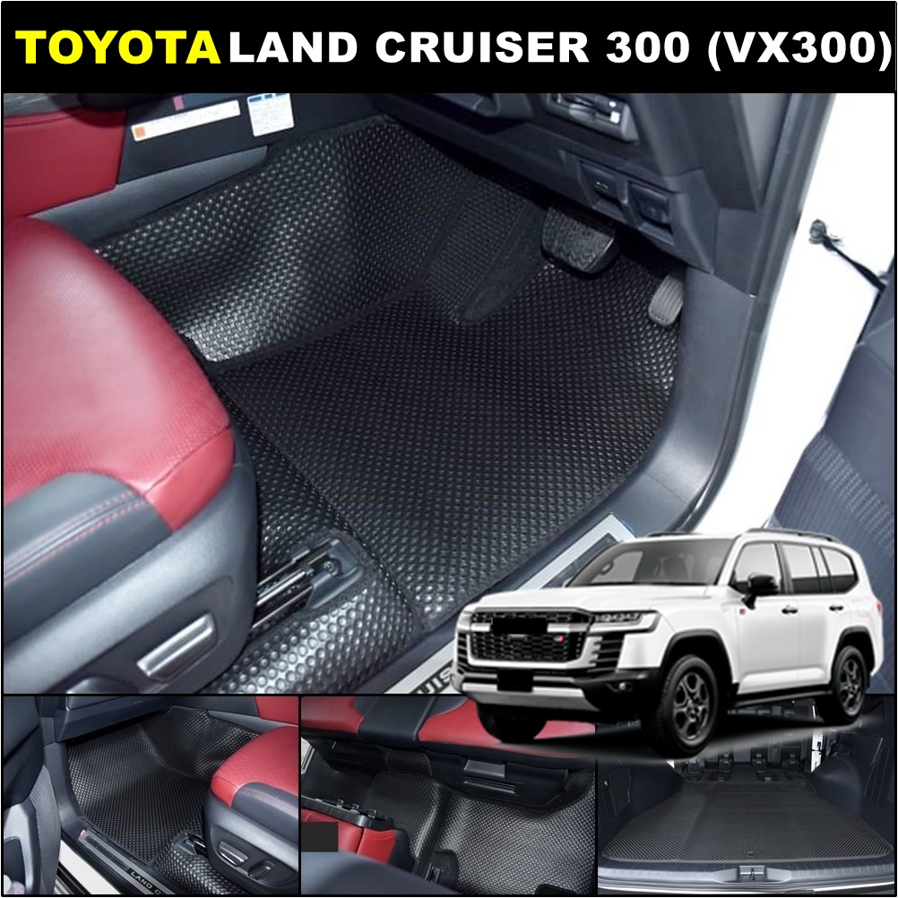ยางปูพื้นรถยนต์ TOYOTA LAND CRUISER 300 GR SPORT (VX300) 2022 5ที่นั่ง พรมกระดุม โตโยต้า แลนด์ครุยเซอร์ เข้ารูป เต็มคัน