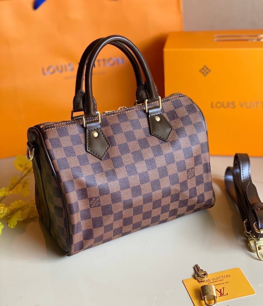 LV Speedy 25 Damier Monogram เกรดออริจินอล พร้อมส่งที่ไทย ภาพสินค้าถ่ายจากงานขายจริง ใช้งานต่างประเทศได้
