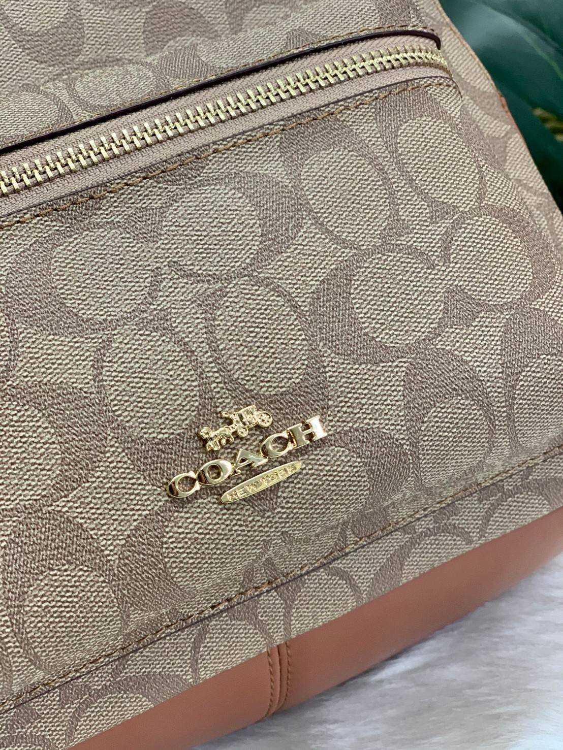 OUTLET 】COACH MEDIUM CHARLIE BACKPACK IN SIGNATURE ((32200)) พร้อมส่งที่ไทยอีกครั้งค่ะ! กระเป๋าสะพายหลังขนาดกลาง หนังแท้+ไนล่อน ด้านหน้ามีช่องซิปให้หนึ่งช่อง;เปิดปิดช่องหลักแบบซิปคู่ ภายในกว้างใส่สัมภาระได้จุนะคะ พร้อมช่องซิปให้อีกช่องค่ะ;สายสะพายสามารถเล