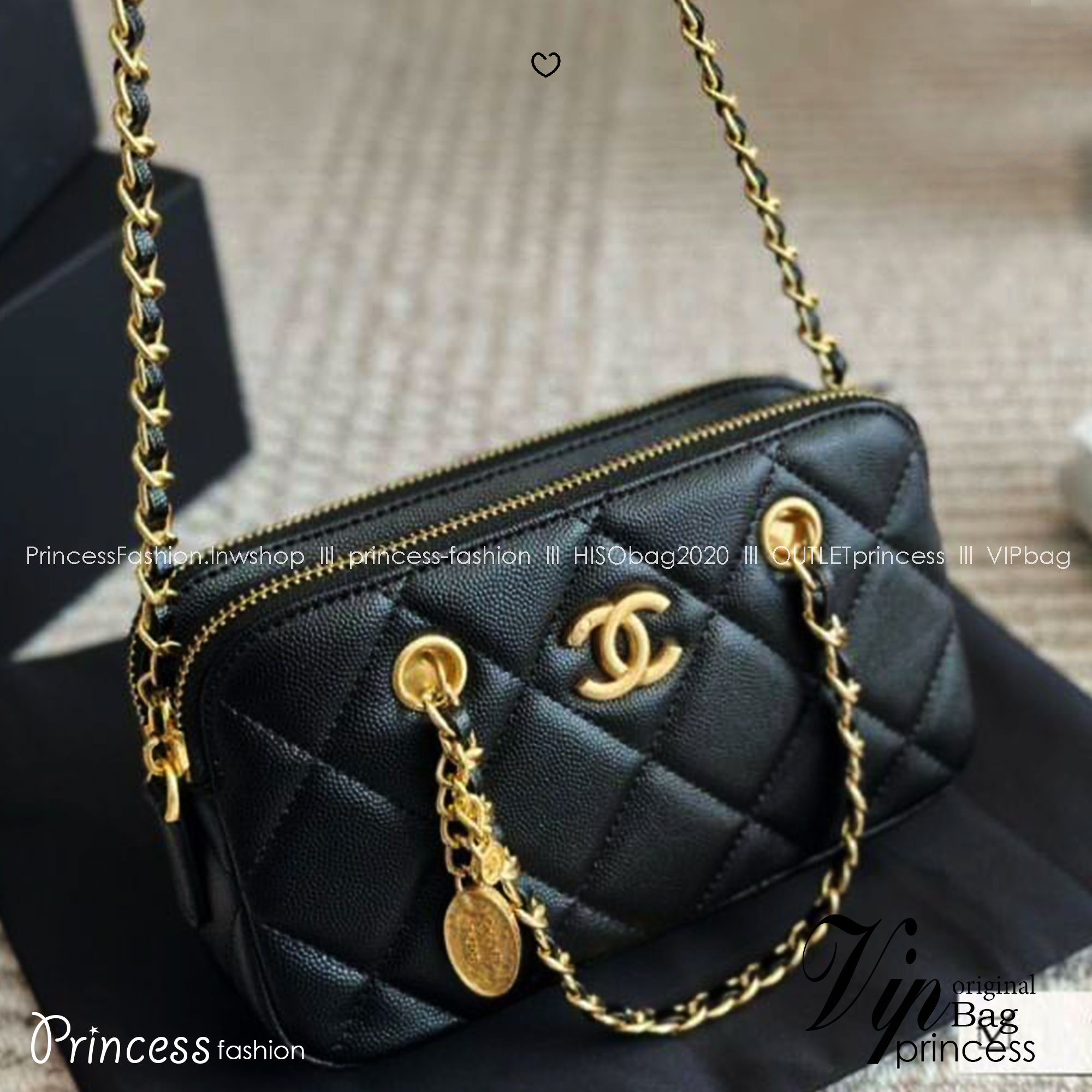 CHANEL Mini Bag On Chain กระเป๋าถือหรือสะพายได้ มีสายในตัว โซ่สลับหนังสีทองสวยงาม หนังคาเวียร์ รุ่น 2 ซิป สะดวกใช้งาน น่ารักน่าใช้ สวยก่อนใครได้เลย รับรองไม่ผิดหวังจ้า