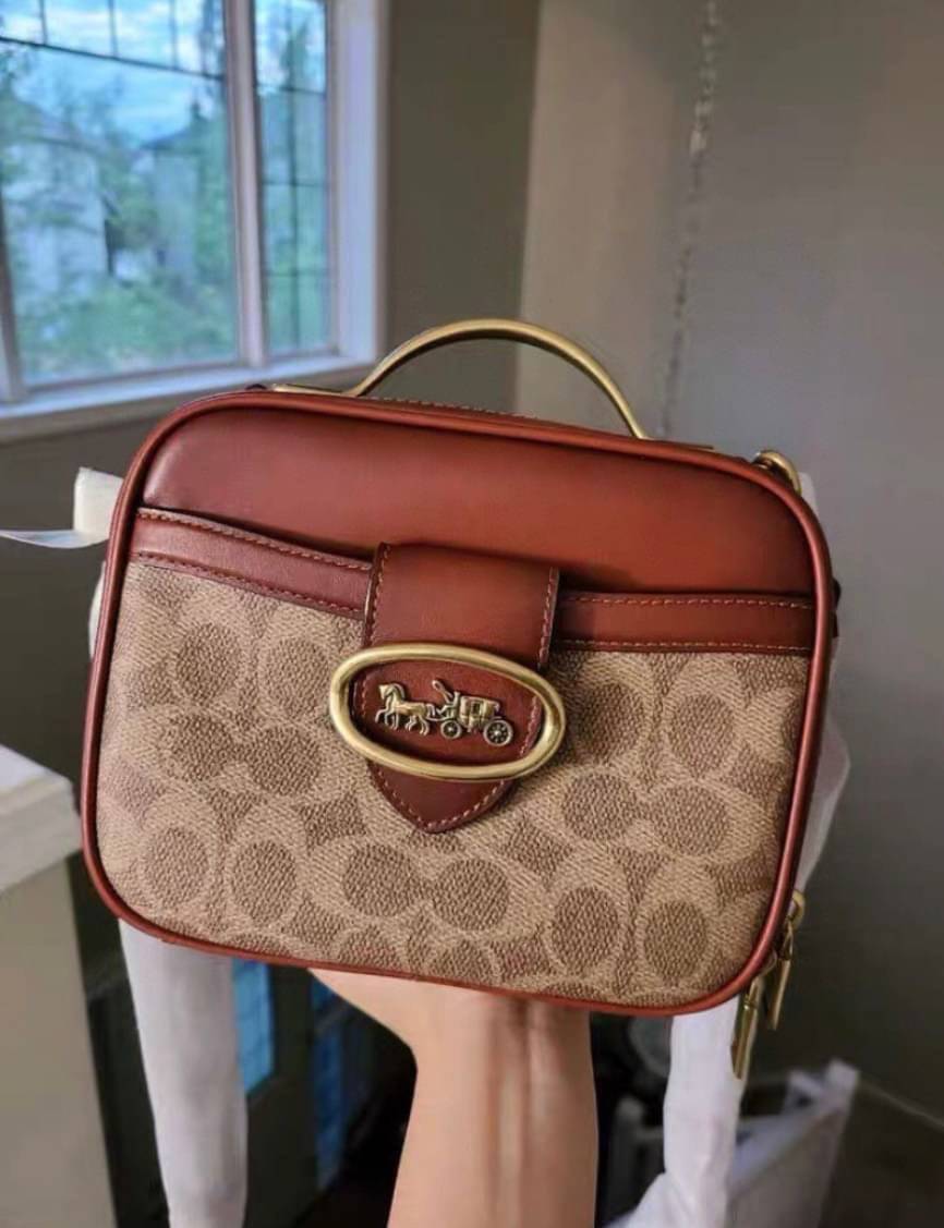 Coach RILEY LUNCHBOX BAG IN COLORBLOCK SIGNATURE CANVAS