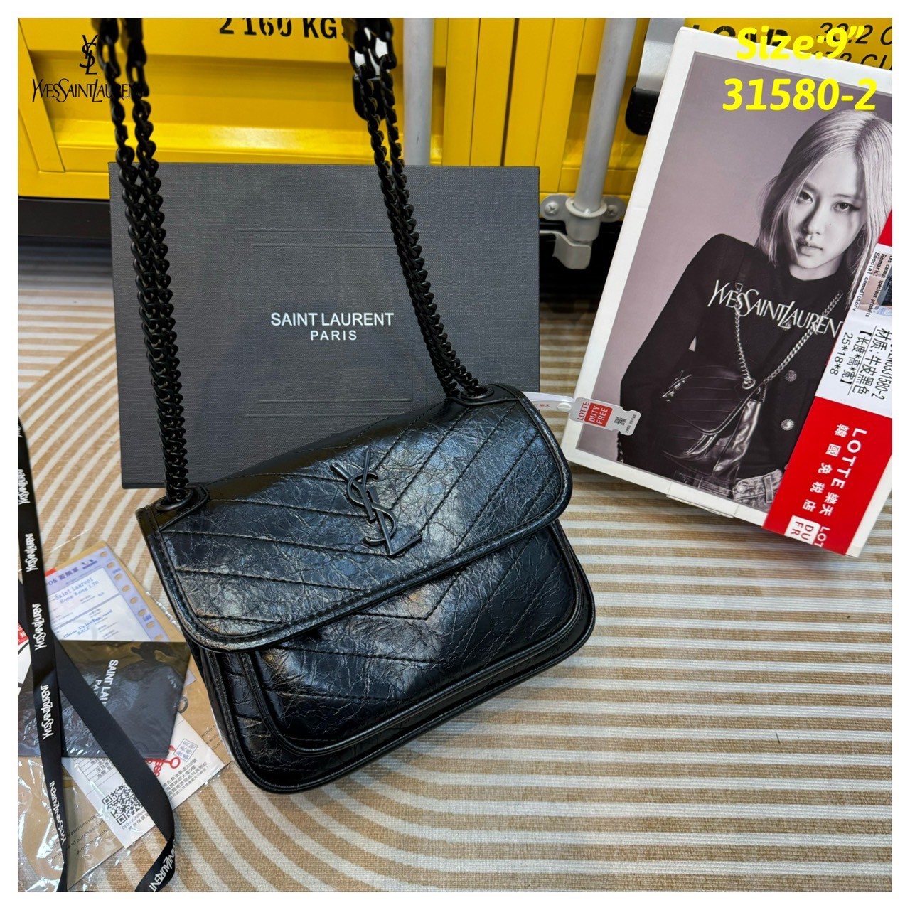 YSL NIKI IN VINTAGE LEATHER BAG กระเป๋าสะพายทรงคลาสสิคสุดฮอต (อะไหล่เงิน/ดำ) ที่ใครๆก็ต้องมีใช้ ดีไซน์เรียบหรู วัสดุหนังลายวินเทจสัมผัสดี