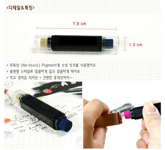 ชุดตัวปั๊ม floral wooden stamp set ตัวด้ามไม้พร้อม หมึก twin color