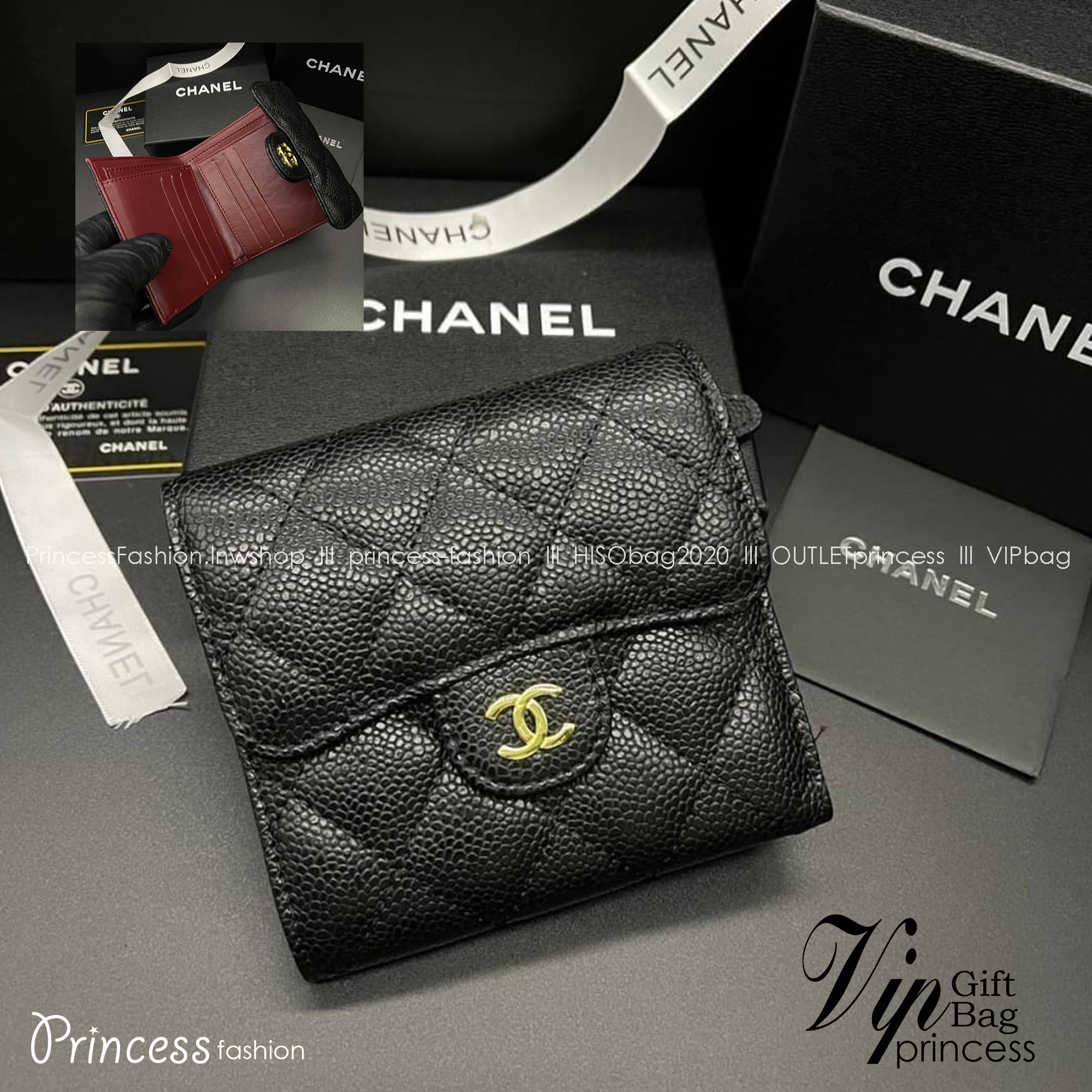 Chanel Wallet Trifold Caviar / Chanel Card Holder Zippy / Chanel Coin Zippy กระเป๋าสตางค์ชาแนลใบสั้น 3 พับ กระเป๋าใส่ธนบัตร บัตร ใส่เหรียญ ภายในตามรูป เกรดออริจินอล ภาพถ่ายจากงานขายจริง ใช้งานต่างประเทศได้
