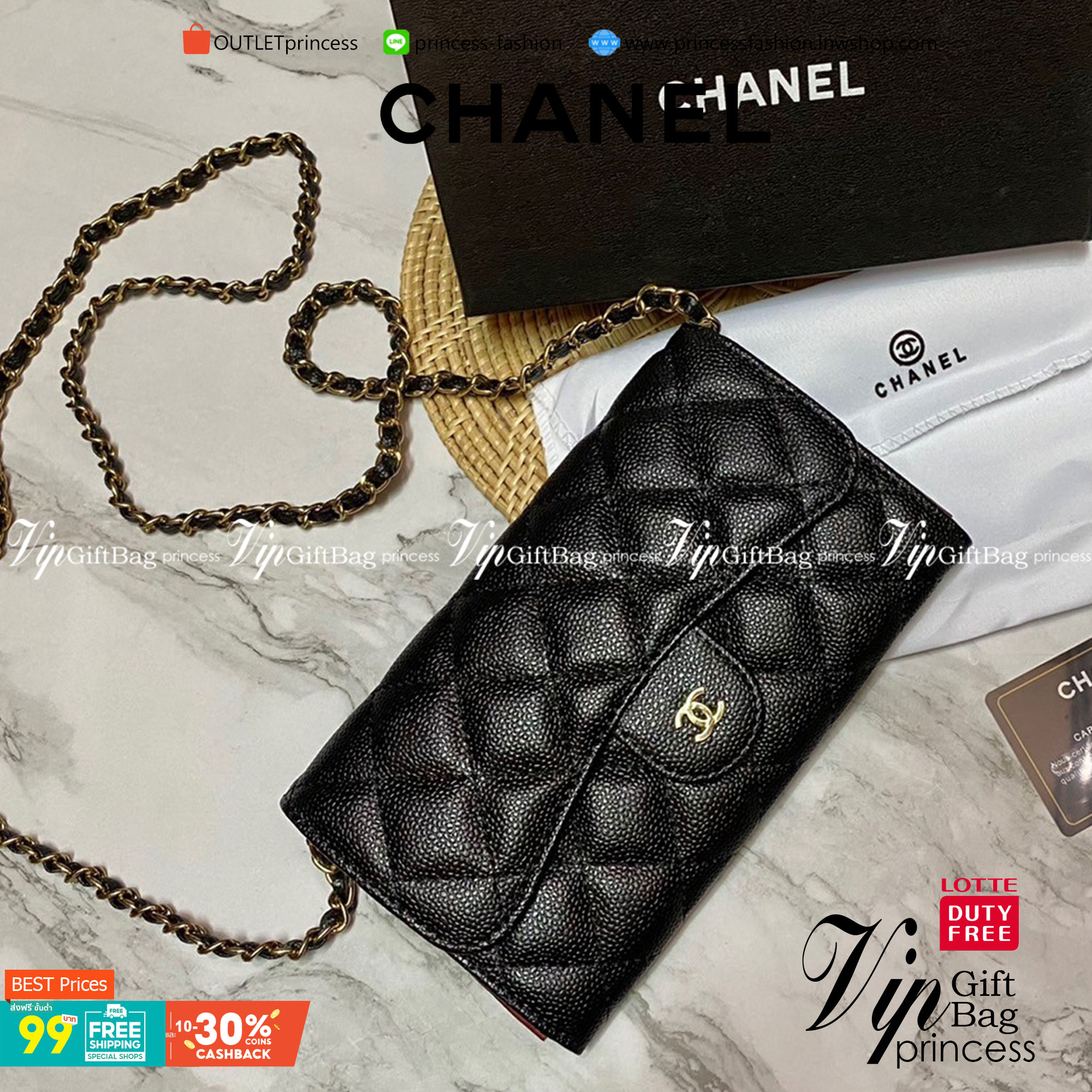 VIP 】CHANEL LONG CAVIAR WALLET WITH CHAIN ยกให้เป็นเดอะเบสท์เลย กระเป๋าสตางค์สะพายข้าง ไม่เหมือนใคร!! มากับโซ่หนังอะไหล่ทองสวยหรู ใบเดียวเอาอยู่ พกง่ายๆ วัสดุหนังคาเวียร์สวยหรูเปิดปิดด้วยซิปสะดวกใช้ ด้านหน้าประดับโลโก้แบรนด์อะไหล่ทอง ภายในมีช่องแบ่งหลายช่