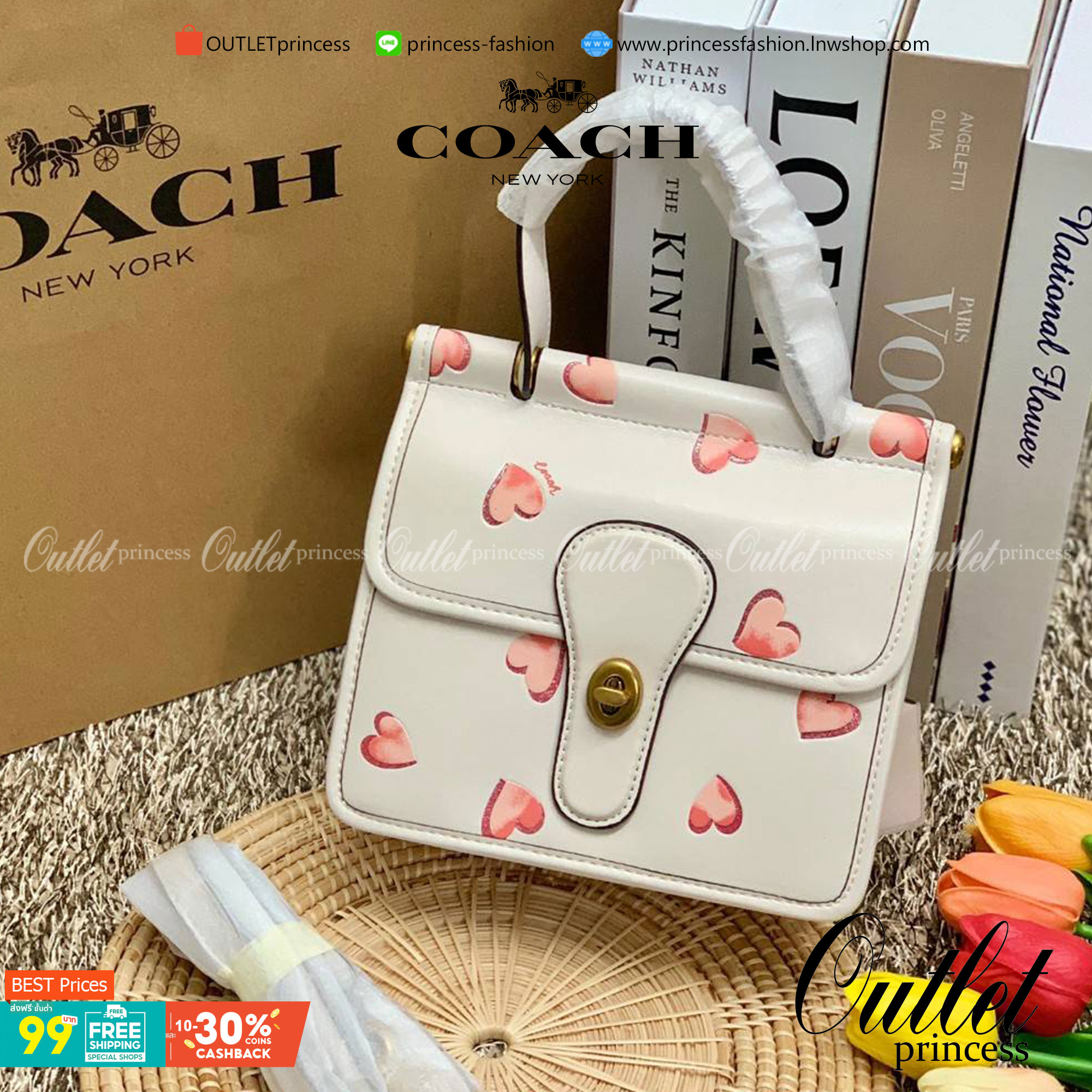 COACH LIMITED EDITION WILLIS TOP HANDLE 18 WITH HEART PRINT ((c3919)) พร้อมส่งที่ไทย ได้ไปหลงรักแน่นอนค่ะ! กระเป๋าหิ้วหรือสะพายข้าง หนังแท้นิ่มสวยงาม ❤️จุดเด่นคือตัวกระเป๋าปริ้นลายหัวใจทั้งใบ ดูหวานน่ารักมากๆค่ะ เปิดปิดกระเป๋าแบบหมุนล็อค ภายในมีช่อ