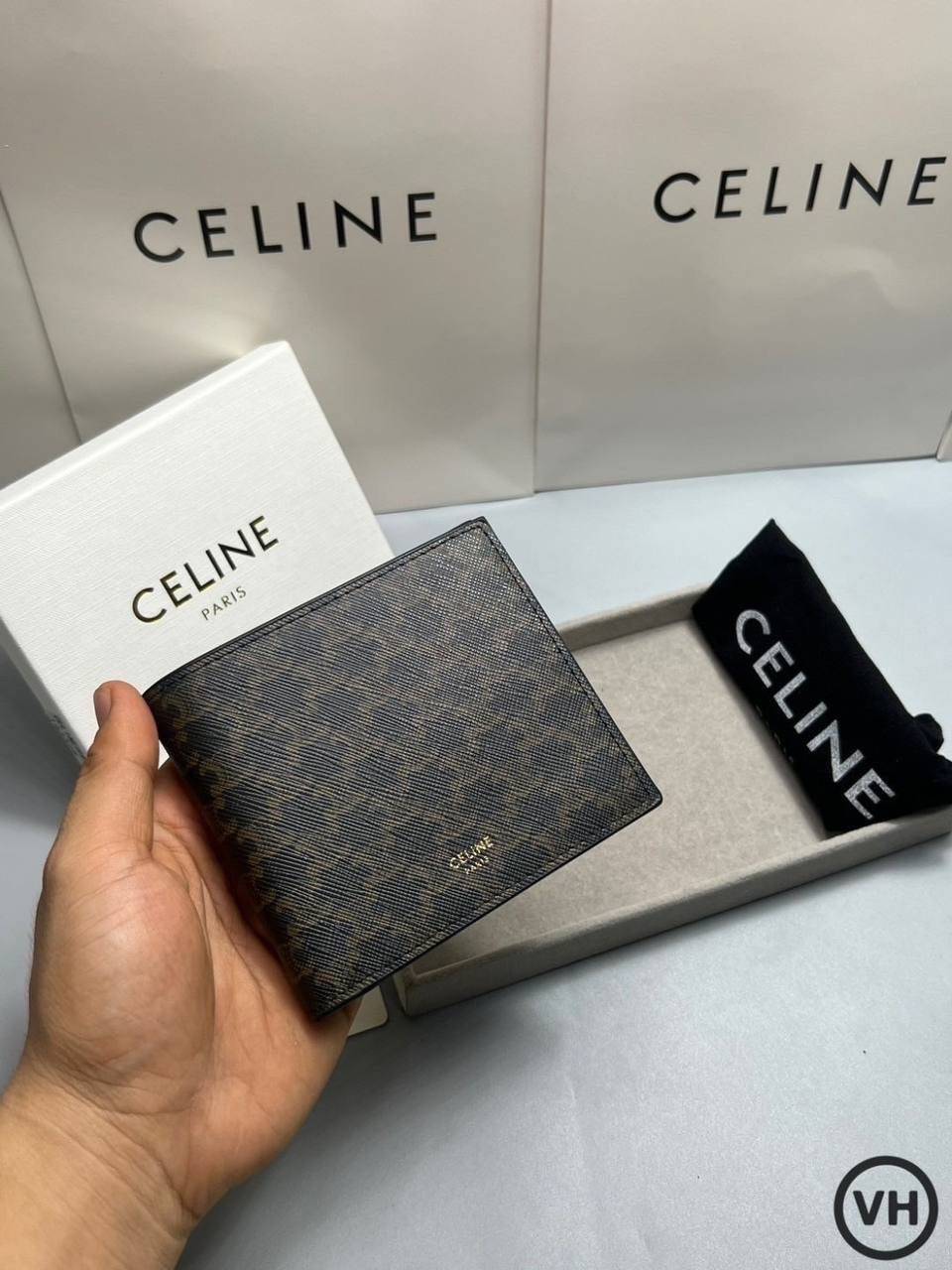 ORI หนังแท้ | CELINE Bi-fold Wallet / CELINE Wallet กระเป๋าสตางค์ใบสั้น กระเป๋าสตางค์ซีลีนผู้ชาย