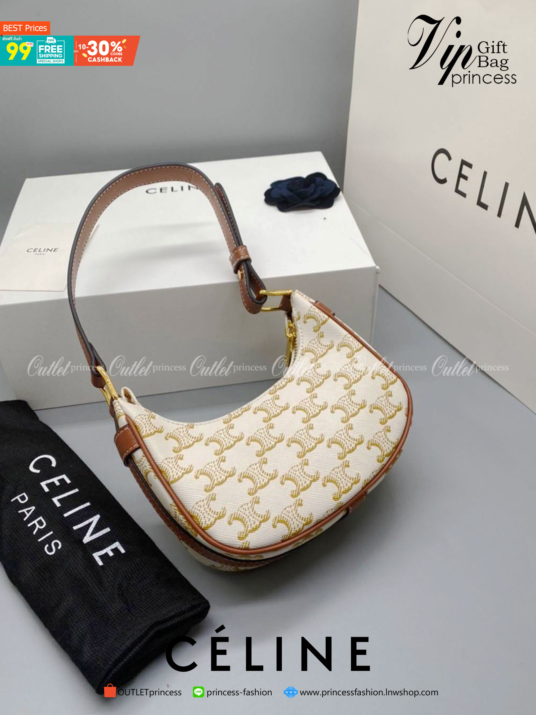 CELINE MINI SHOULDER BAG Celine Vintage Classic MINI Ava bag กระเป๋าสะพายไหล่ใบเล็กน่ารักมากก ขนาดใหม่ น้องน่ารักมากก คาเฟ่จ๋าาาา น้องมาล๊าววว วัสดุ TRIOMPHE CANVAS ดีไซน์สวยหรูฮิตสุดในเกาหลี! หนังสวยอยู่ทรงกันน้ำ เปิดปิดด้วยซิปแบรนด์สีทอง สายสะพายหนังปรั