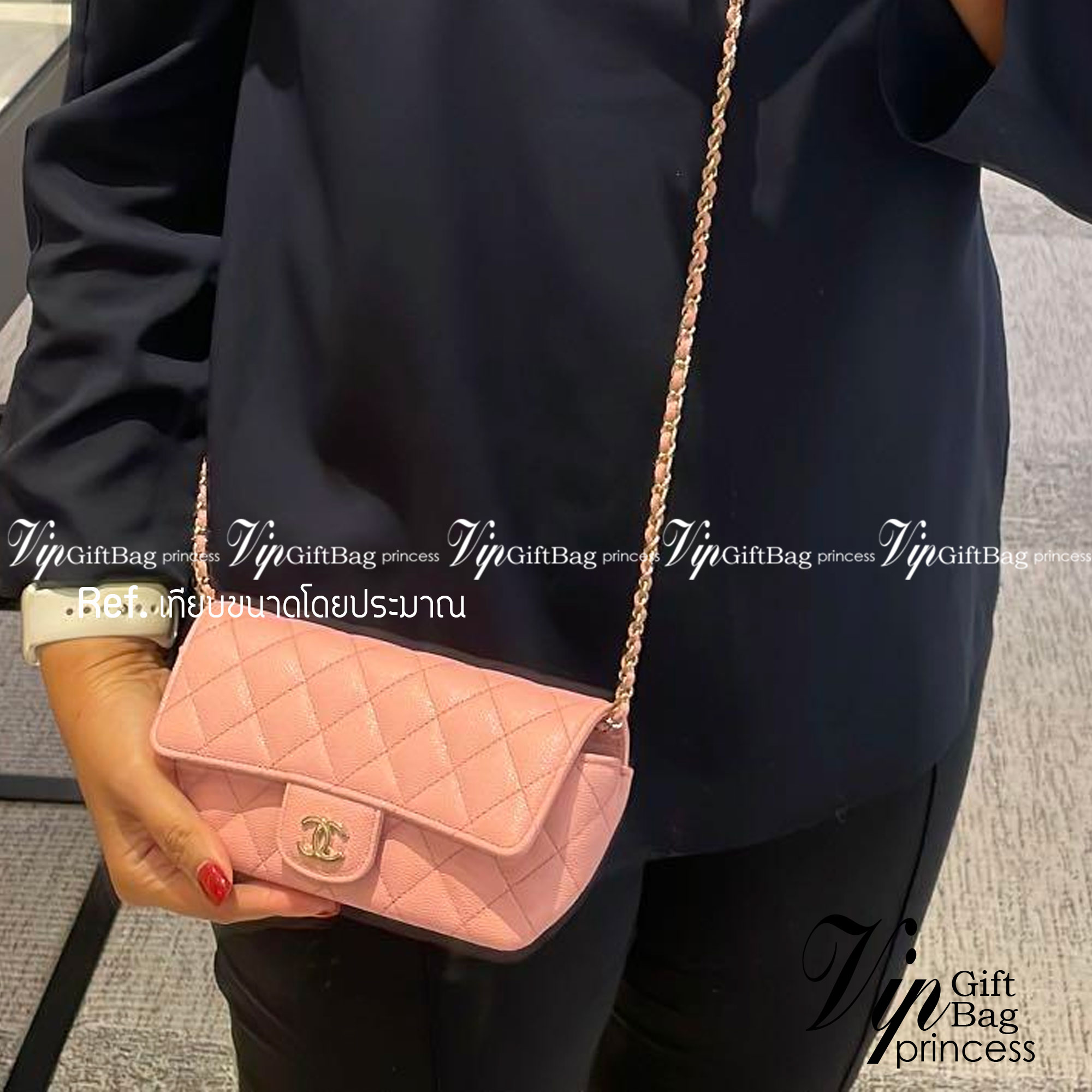 vipCHANEL Glasses Case with Classic Chain กระเป๋าสะพายไซส์มินิสุดคลาสสิค หนังคาเวียร์ เงาสวย มาพร้อมสายโซ่อะไหล่ทอง