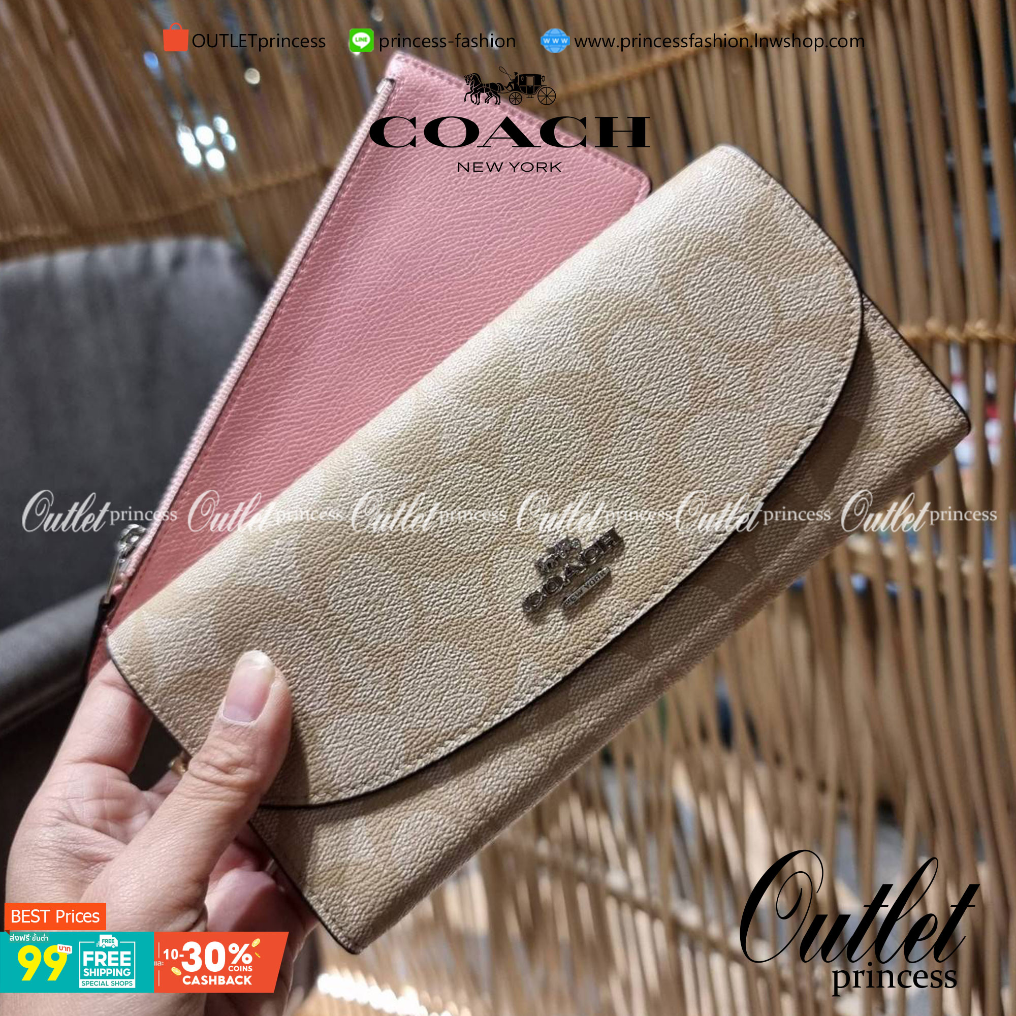 COACH F52601 POP SLIM ENVELOPE WALLET IN SIGNATURE รุ่นขายดี ขายหมด!! รุ่นหายาก!! เติมสต็อคจ้า!! กระเป๋าสตางค์รุ่นฝาพับ ดีไซน์เรียบหรู คลาสสิค ใช้งานง่ายและสะดวกมากๆ ด้วยซองซิปที่เสียบด้านหลัง ถอดแยกออกมาใช้ได้ หรือเอาออก พกกระเป๋าเดี่ยวๆก็ได้ ถือใบนี้ดูไ