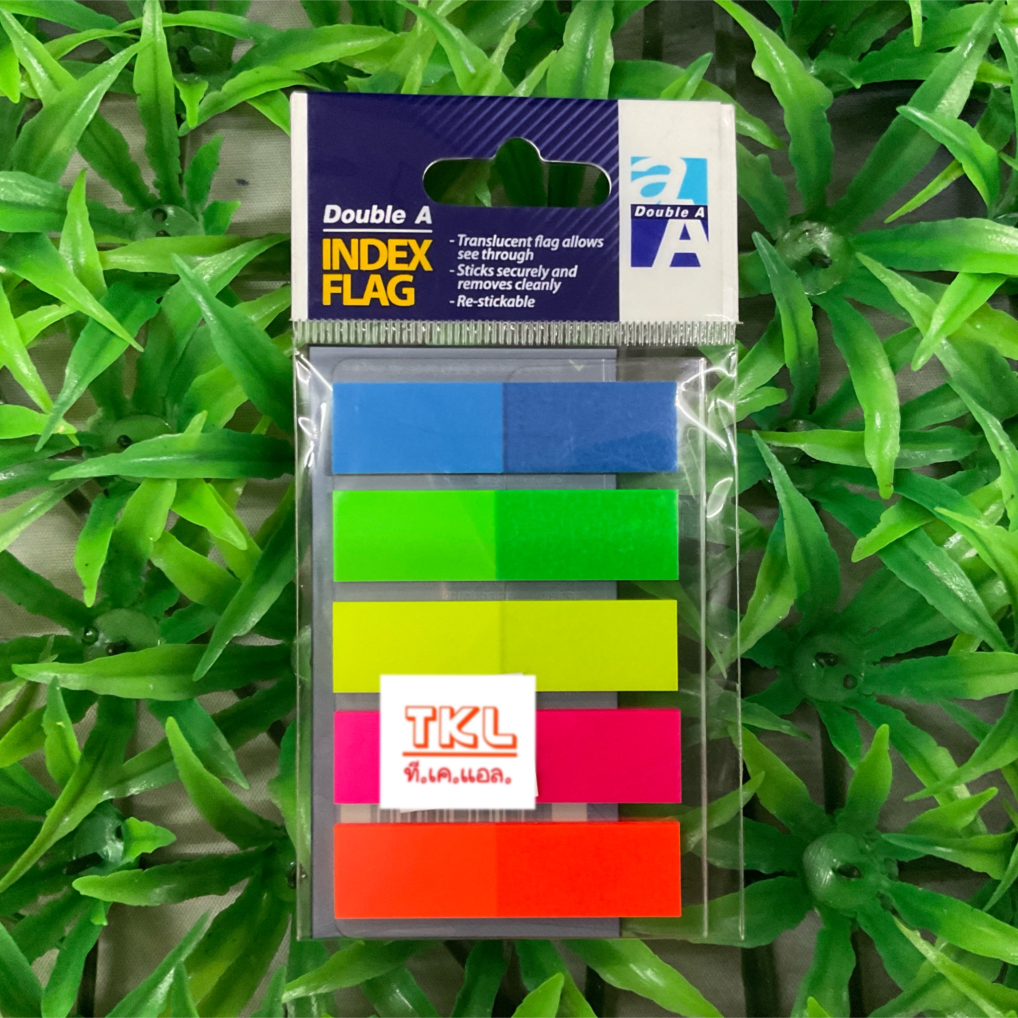 กระดาษโน๊ตกาวในตัว Double A INDEX FILM 5 สี 45x12 มม. 125 แผ่น คละสีสะท้อนแสง