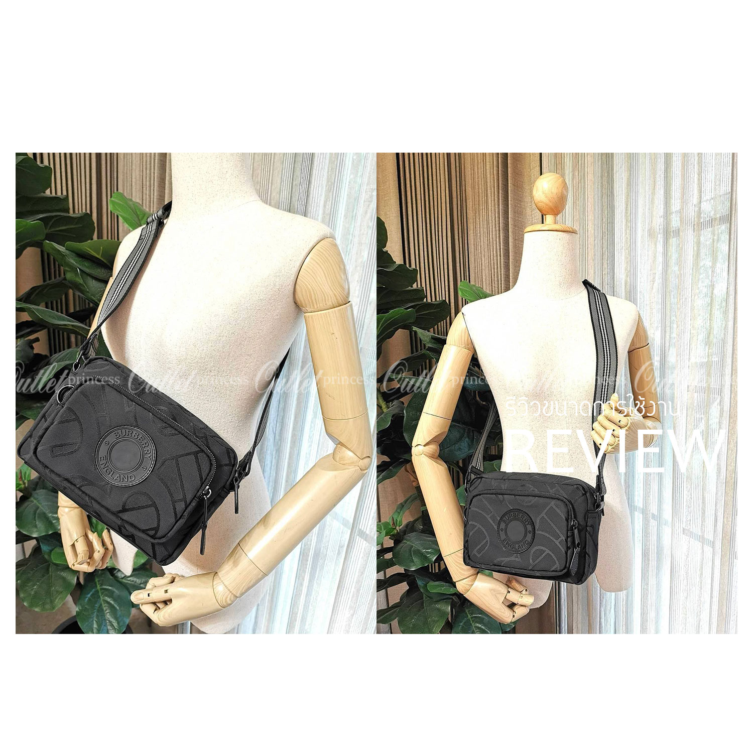 BURBERRY FRAGRANCES MONOGRAM CROSSBODY BAG VIP GIFT WITH PURCHASE (GWP) พรีเมี่ยมกิ๊ฟ Limited จากน้ำหอม BURBERRY 100% POLYAMIDE (Nylon & Canvas) ลาย Monogram น้ำหนักเบา มีโลโก้ด้านหน้าเปิดปิดด้วยซิปหัวซิปแบรนด์ ด้านหน้ามีช่องซิป ด้านหลังมีช่องใส่ของ ภายใน