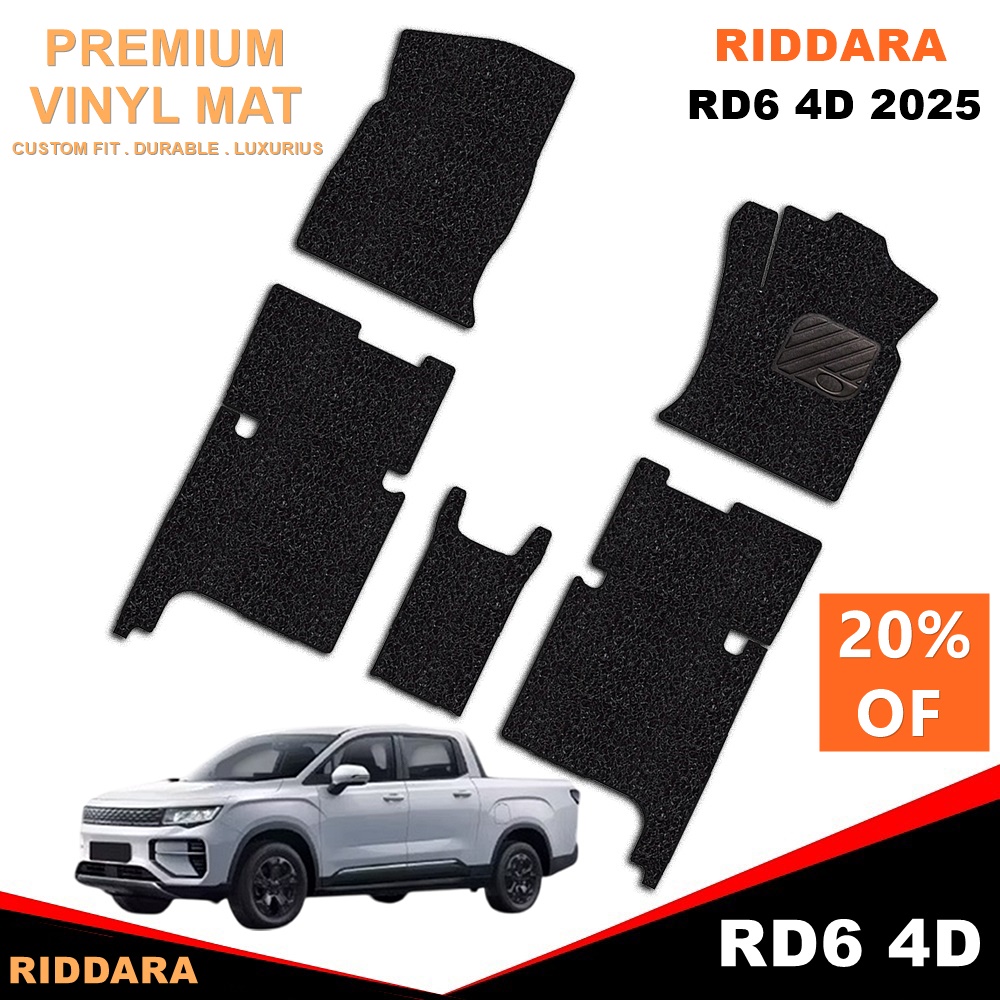 พรมดักฝุ่นไวนิล RIDDARA RD6 4D 2025 พรมดักฝุ่นในรถ สวยงาม หนานุ่ม เข้ารูป 5ชิ้น