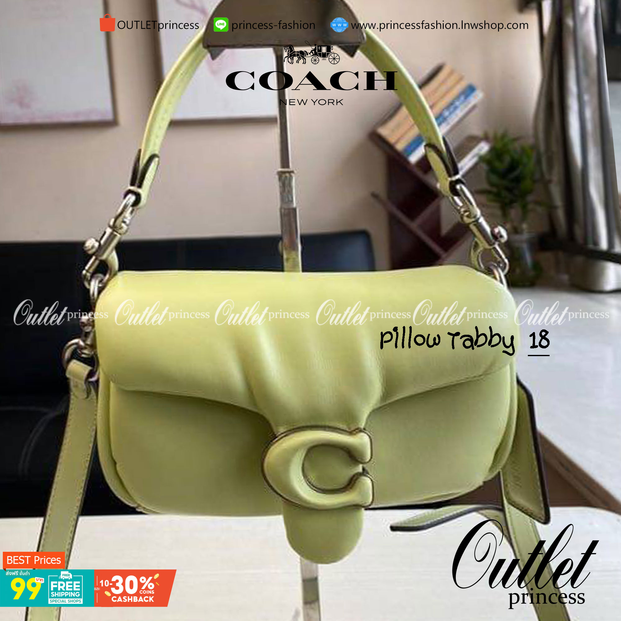 Coach Pillow Tabby Shoulder Bag 18 หนัง nappa หนานิ่ม นุ่มมากๆ รุ่นใหม่ล่าสุดค่ะ! พร้อมโลโก้รุ่นใหม่ด้วยเช่นกัน เพิ่มความหรู ดูดีเข้าไปอีกค่ะ เปิดปิดกระเป๋าแบบกระดุมแมาเหล็ก ภายในมีช่องใส่ของสองช่อง; สามารถใส่กระเป๋าเงินใบสั้นได้;พาสปอร์ตได้;มือถือได้ ค่ะ