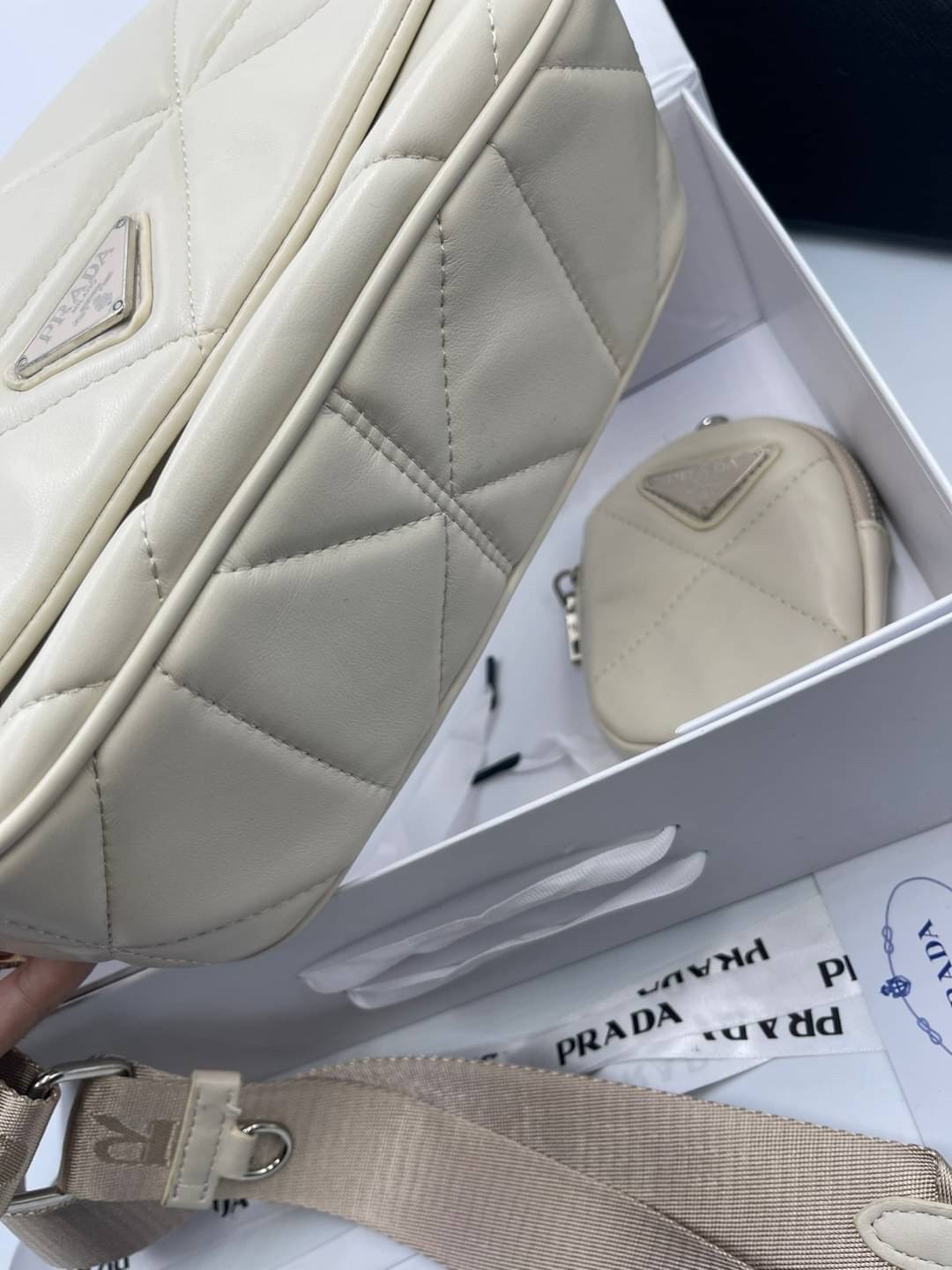 VIP 】PRADA System nappa leather patchwork bag หนังแท้ พร้อมส่งที่ไทย 6 สี