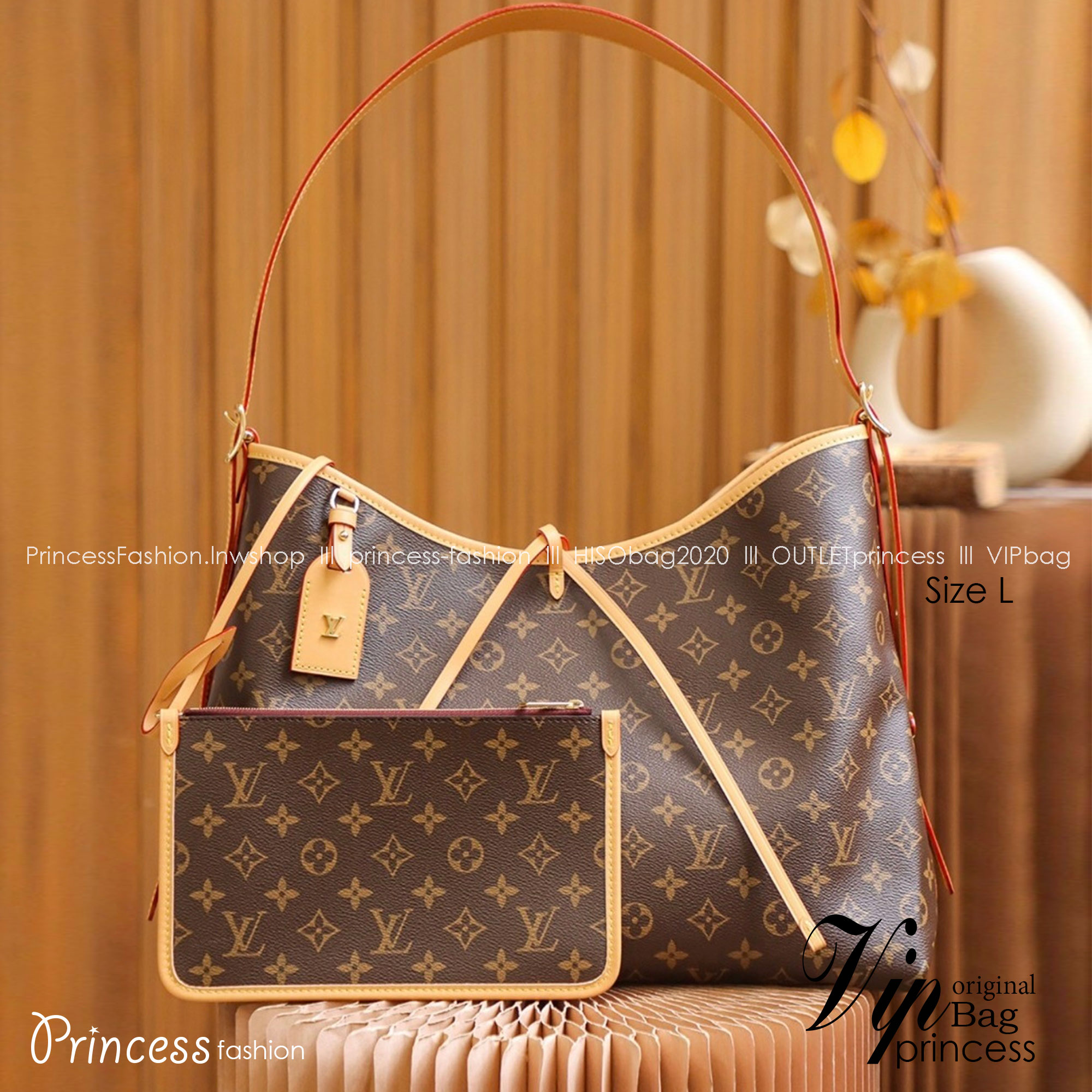 LV CarryAll MM handbag in Monogram / LV Tote Shopping Bag พร้อมส่ง กระเป๋าถือแคนวาสแต่งขอบหนังแคนวาสอย่างดี ผสานเสน่ห์สวยงามเข้ากับดีไซน์ที่รับกับสรีระให้คุณพกพาไปได้ทุกที่