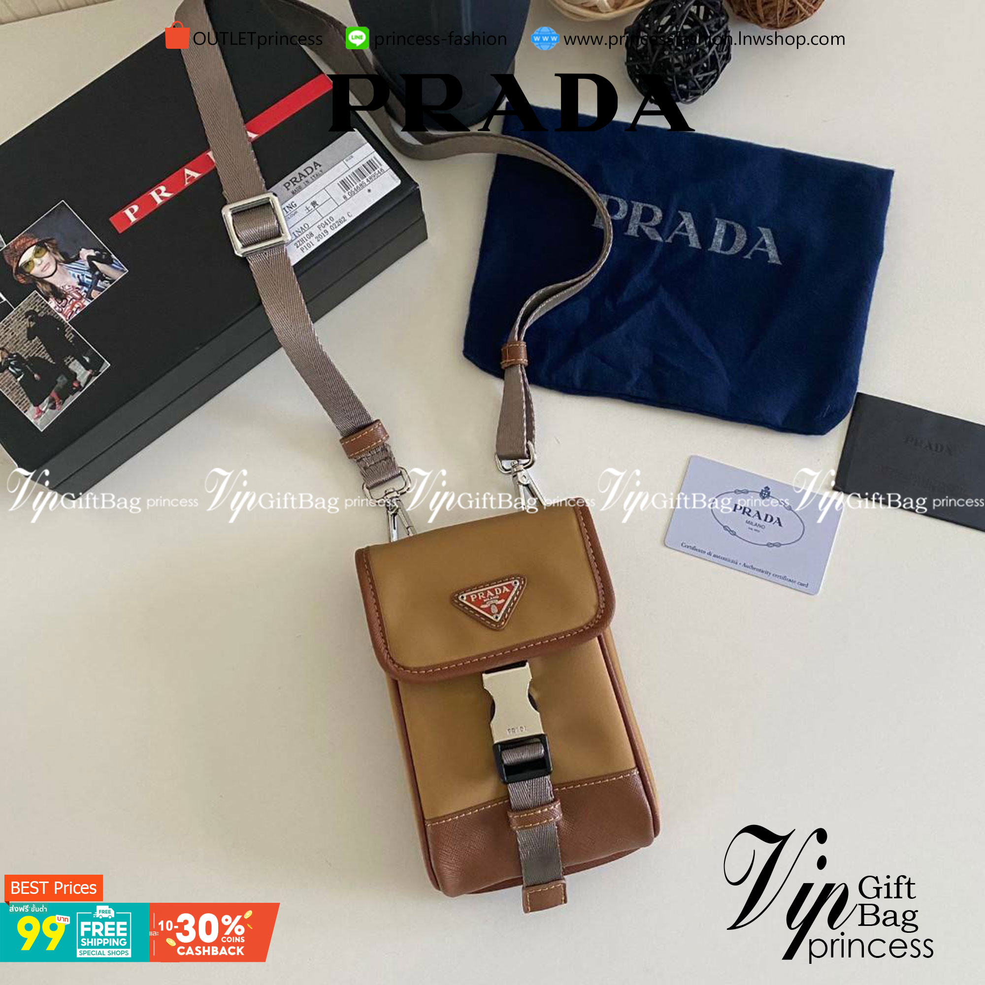 VIP Prada crossbody nylon bag PRADA Re-Nylon and Saffiano leather smartphone case พร้อมส่ง สีเข้าใหม่ เป็นรุ่นที่ถามหากันเยอะมากๆ งานสวยมาก ทำจากผ้าnylonพิเศษ สลับหนังแท้ ใช้ได้ทั้งชาย-หญิง จะ Cross body คาดเอว หรือคล้องกับหูกางเกงชิคๆ ก็เท่มากเลยค่าา งาน