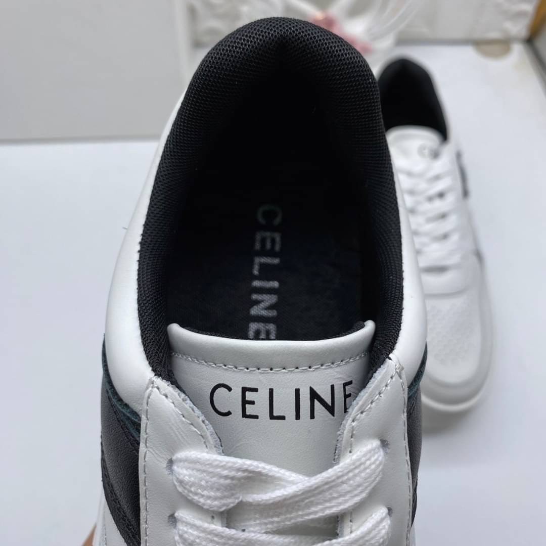 CELINE SNEAKERS / CELINE BLOCK SNEAKERS WITH WEDGE OUTSOLE IN CALFSKIN เกรดออริ สลับแท้ (พร้อมส่งที่ไทย) ใช้งานต่างประเทศได้ หนังสวยลายพิมพ์คมชัด ภาพถ่ายจากงานจริง