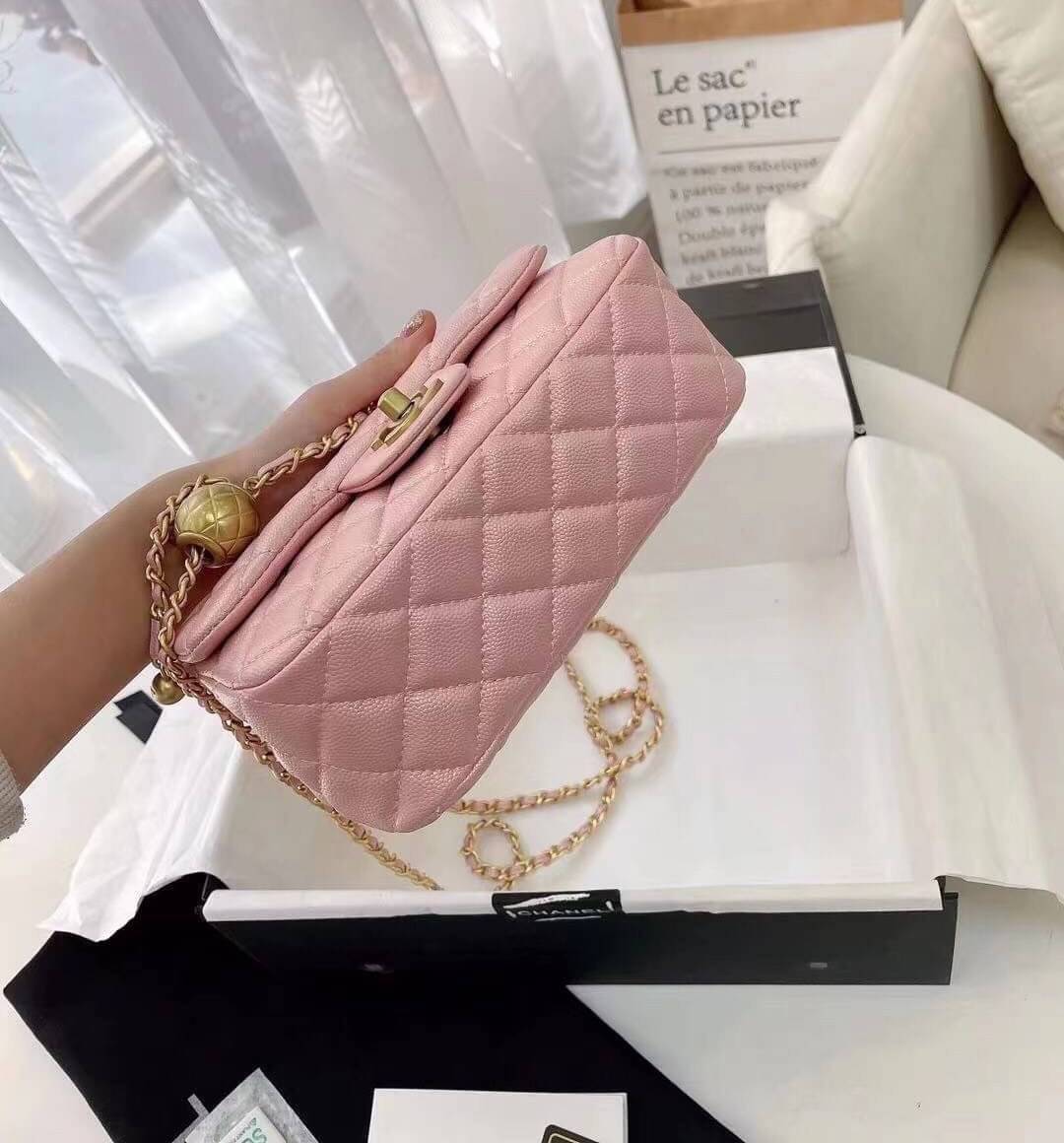 CHANEL MINI FLAP BAG CAVIAR Leather GOLD tone hardware พร้อมส่ง 5 สี