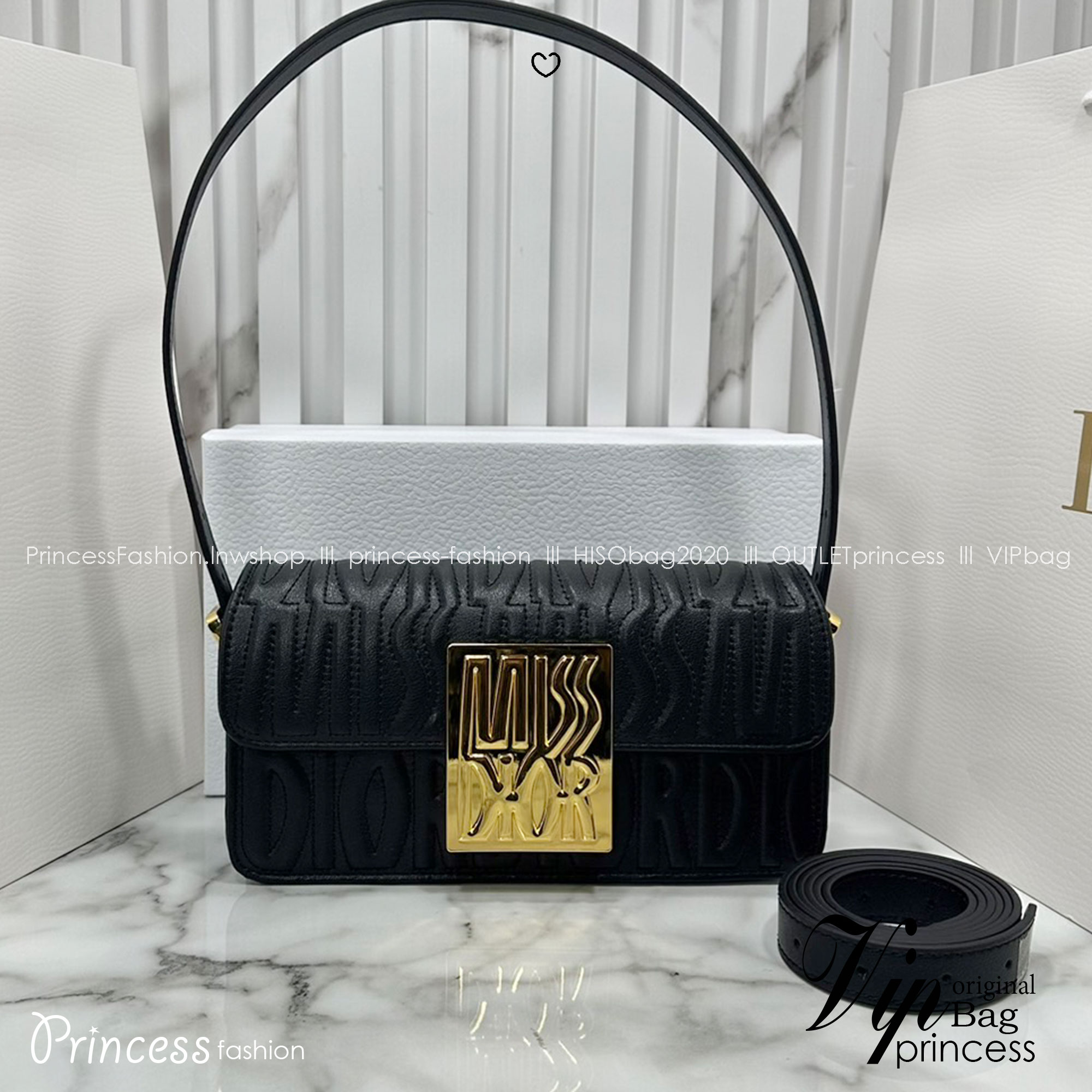 8.5" DIOR Miss Dior Flap Bag / Dior Clutch Bag / Pale Quilted Miss Dior Allover Leather กระเป๋าสะพายไหล่รุ่นใหม่ล่าสุด สง่างามทันสมัย เกรดออริ 1:1