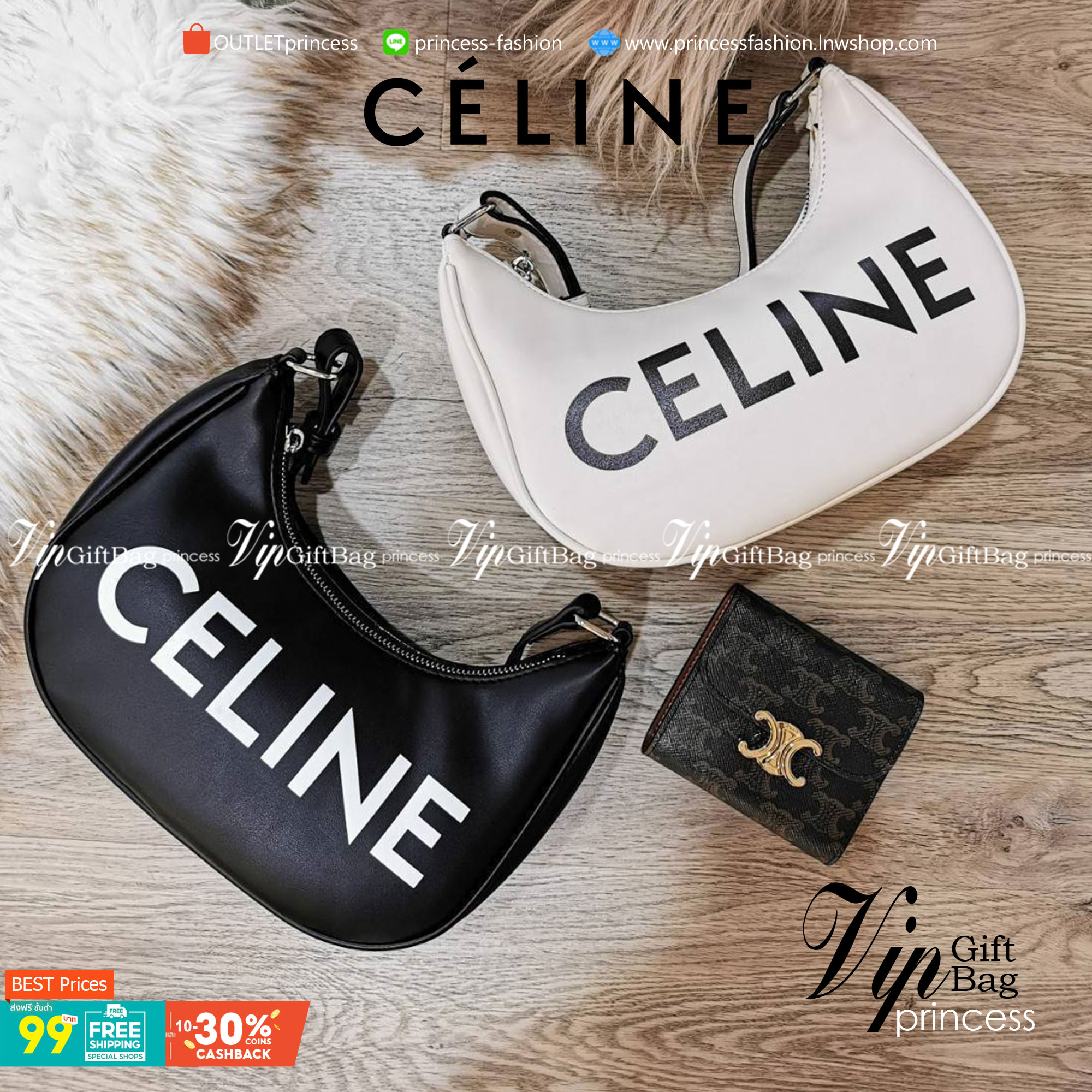 CELINE SHOULDER BAG VIP GIFT WITH PURCHASE (GWP) พรีเมี่ยมกิ๊ฟ Limited Edition จาก CELINE HAUTEPARFUME DUTYFREE COUNTER ดีไซน์ยอดนิยมหนังนิ่มสวยอยู่ทรงเปิดปิดด้วยซิปอะไหล่เงิน ภายในโล่งกว้างมีช่องเล็กสามารถใส่มือถือกระเป๋าสตางค์ใบยาวของใช้ได้จุ หูหิ้วหนัง