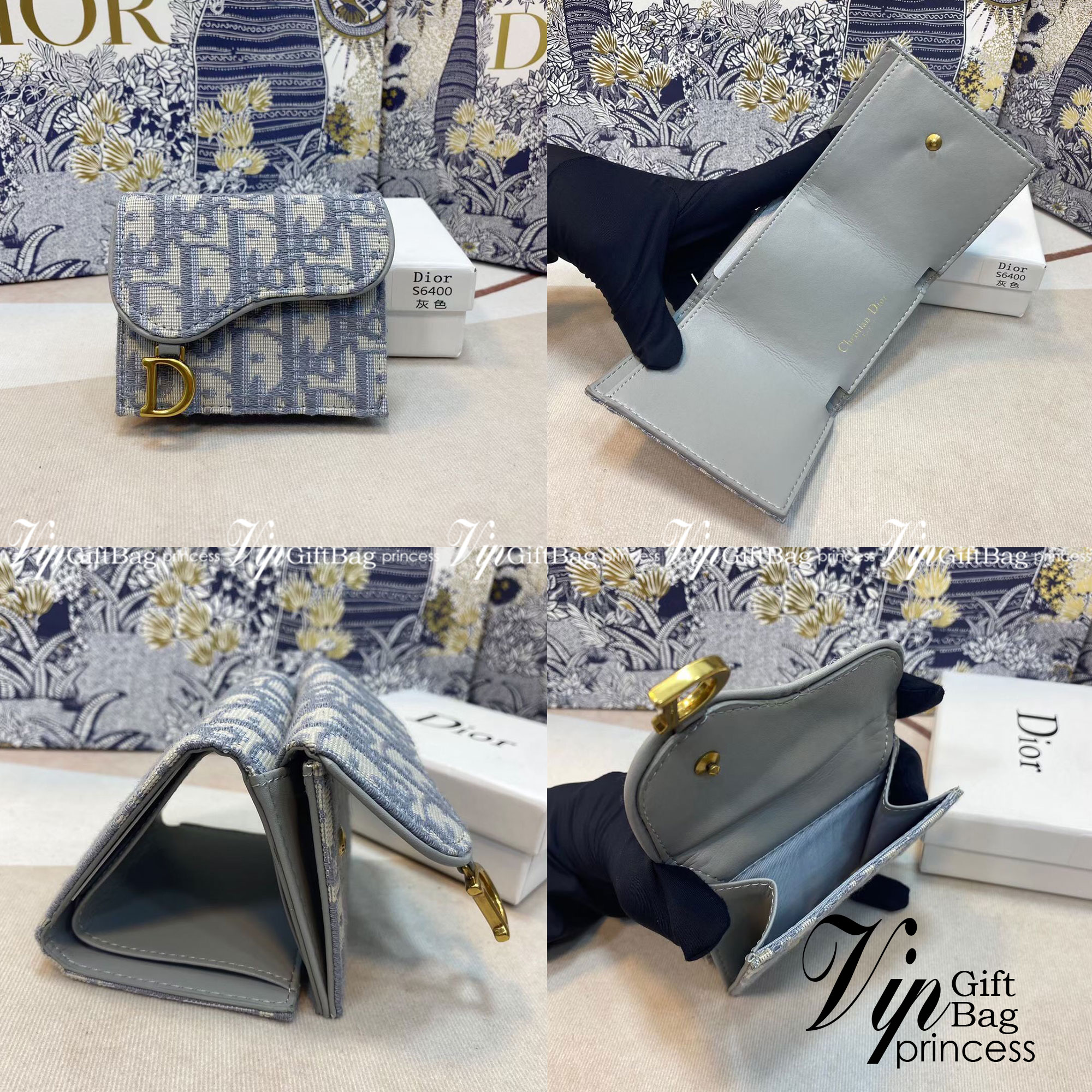VIP 🥂DIOR Wallet Saddle Lotus / Dior tri-fold wallet กระเป๋าสตางค์ 3 พับทรงตั้ง มีช่องใส่เหรียญ ใส่การ์ด ใส่ธนบัตรได้ ครบเลยค่ะ วัสดุหนังแท้ และผ้า Jacquard อย่างดี ทอสวยงาม ผสมผสานความสง่างามและคลาสสิกที่เข้ากับยุคสมัย ภาพสินค้าถ่ายจากงานขายจริง 