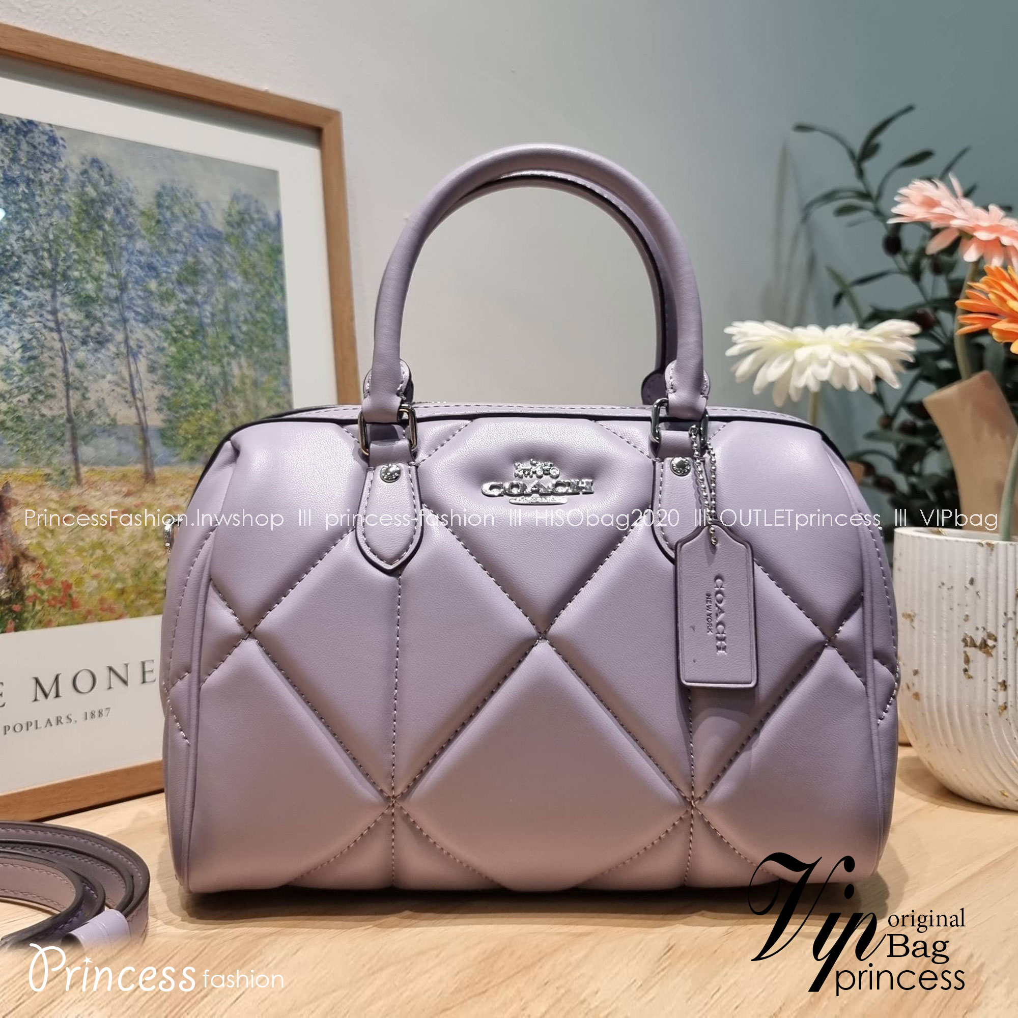 COACH ROWAN SATCHEL WITH PUFFY DIAMOND QUILTING CJ610 พร้อมส่ง กระเป๋าสะพายทรงหมอน ขนาดกำลังสวย คอลเลคชั่นสุดคลาสสิค ที่ดีไซน์เพิ่มความหรู