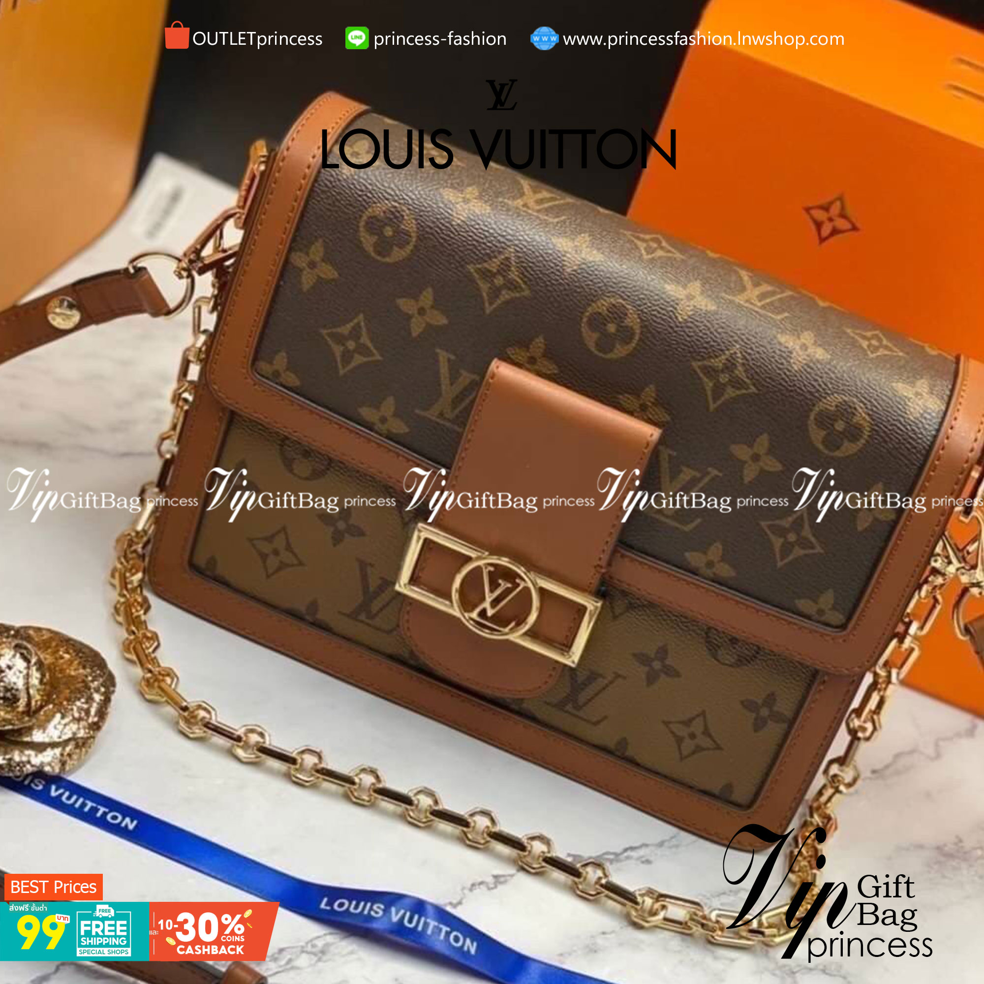 LOUIS VUITTON DAUPHINE MM 25cm เกรดออริจินอลสลับแท้ 1:1 ใช้งานต่างประเทศได้
