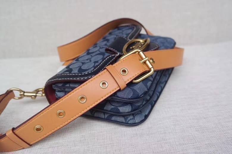 Coach Riley Top Handle 22 In Signature Signature chambray and glovetanned leather