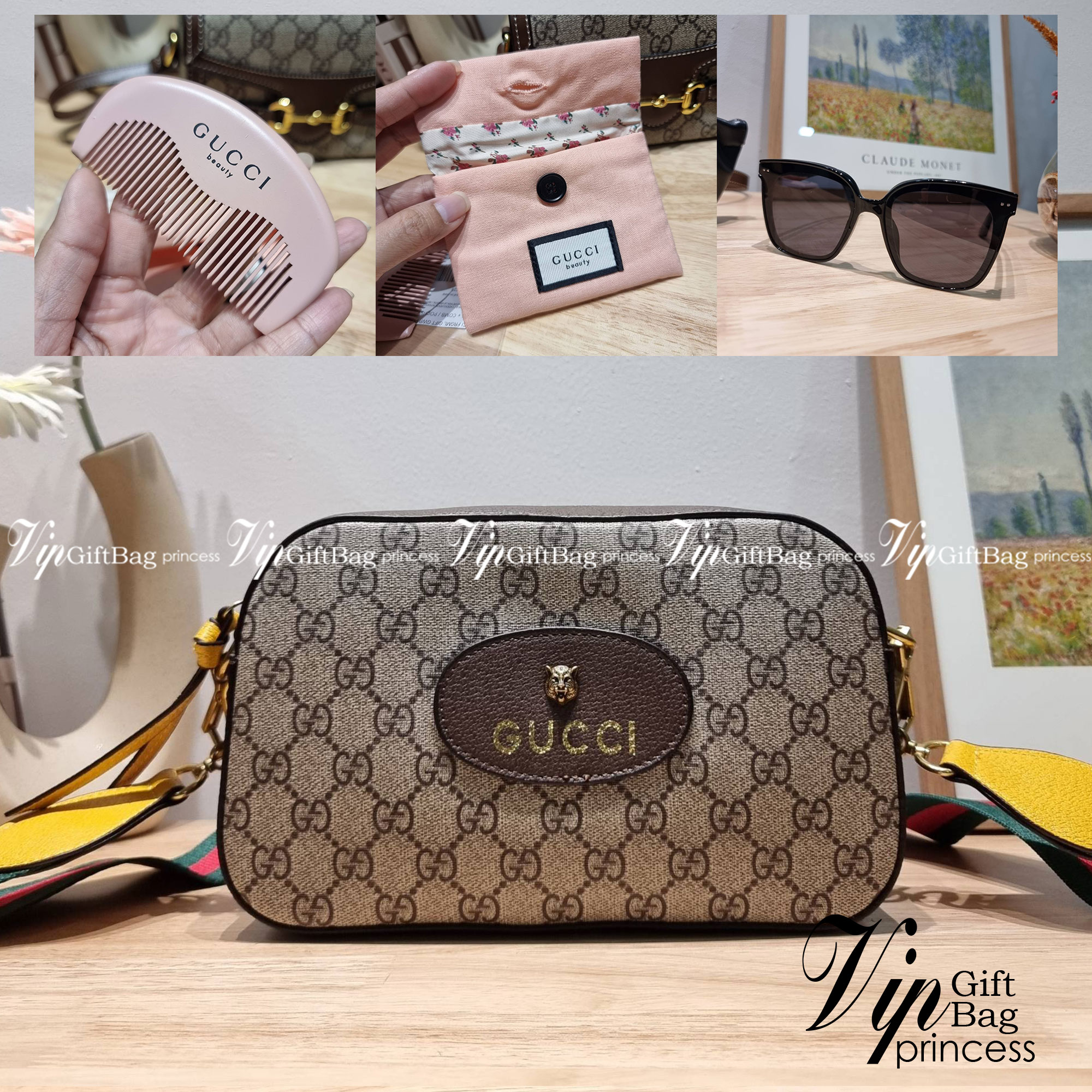 Set 3 ชิ้น Gucci Neo Vintage GG Supreme Messenger Bag box set ชวนสะสม ใครมองหาของขวัญอยู่ เซ็ทนี้จัดว่าเลิศมาก! กับการจับเอารุ่นยอดฮิต มามิกซ์รวมกับไอเท็มสุดคุ้มของมันต้องมี!! จัดเรียงให้อยู่ในกล่อง box set ลิมิเต็ด ที่มีทั้งแว่นตา gentle monster แบรนด์สุ