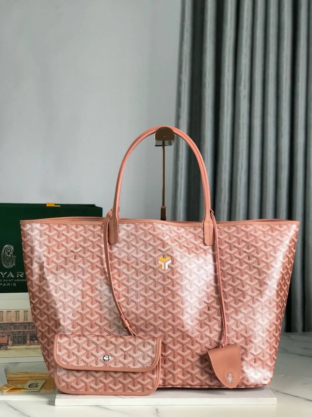 เกรดเทพ Top ORI | New Goyard GM tote bag Goyardine Pearly Pink (Ori)เทพ กระเป๋าทรงโท้ทใบใหญ่ หนังแท้แคนวาสแท้ สีพิเศษมุกสะท้อนแสงเงาสวยหรู