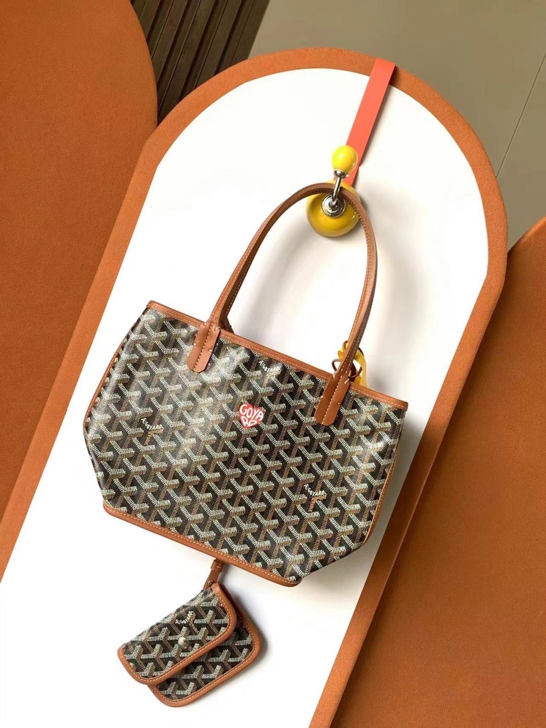 GOYARD Anjou Mini Bag Little Heart Shape กระเป๋าทรงโท้ทมินิ หนังแท้สวยเป๊ะ เกรดท็อปออริ สลับแท้ 1:1 เกรดดีสุด ใช้ต่างประเทศได้ ผ่านทุก ตม.
