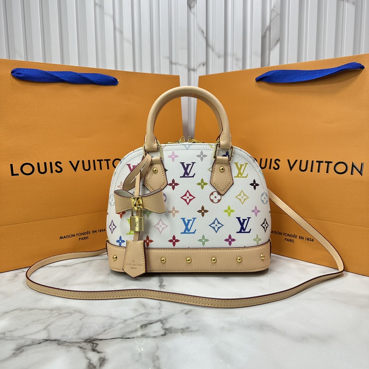 ORI หนังแท้ | LV x TM Alma BB Multicolored Monogram Keybell กระเป๋าสะพายทรงอัลม่าที่ใครเห็นต้องเป็นหลงรัก คอลใหม่ดีไซน์เฉดสีสันสดใส