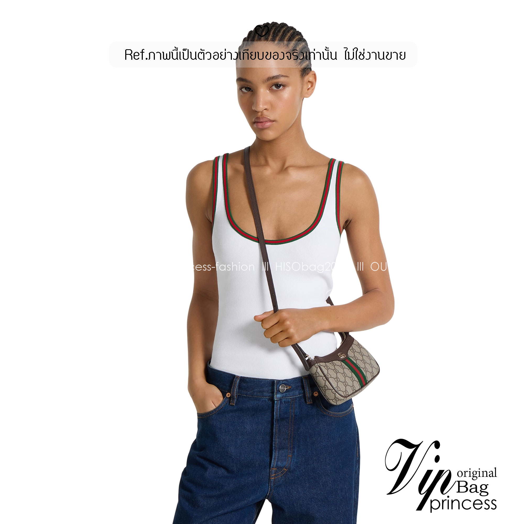 8" ORI หนังแท้ | Gucci Ophidia mini shoulder bag GG Monogram Double G / Gucci Hobo Bag กระเป๋าสะพายทรงโฮโบขนาดมินิ