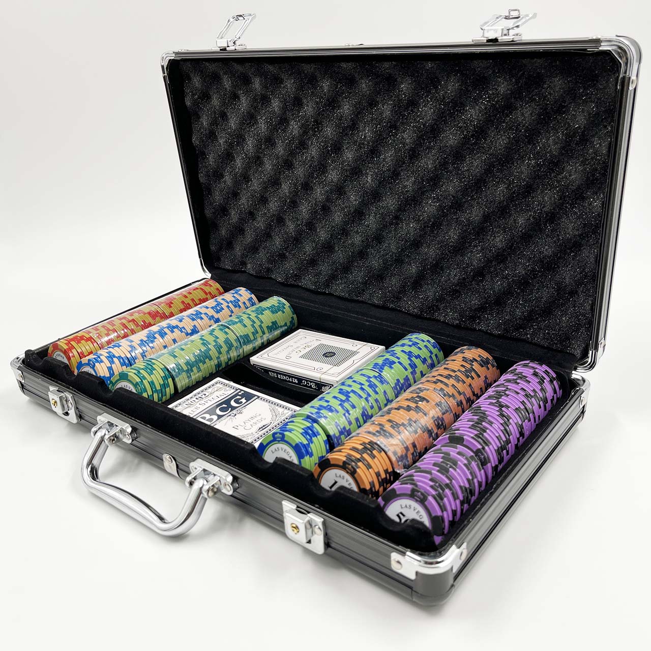 ชุดชิปโป๊กเกอร์เกรดพรีเมี่ยม พร้อมกระเป๋าใส่ชิปสีดำขนาดบรรจุ 300ชิป