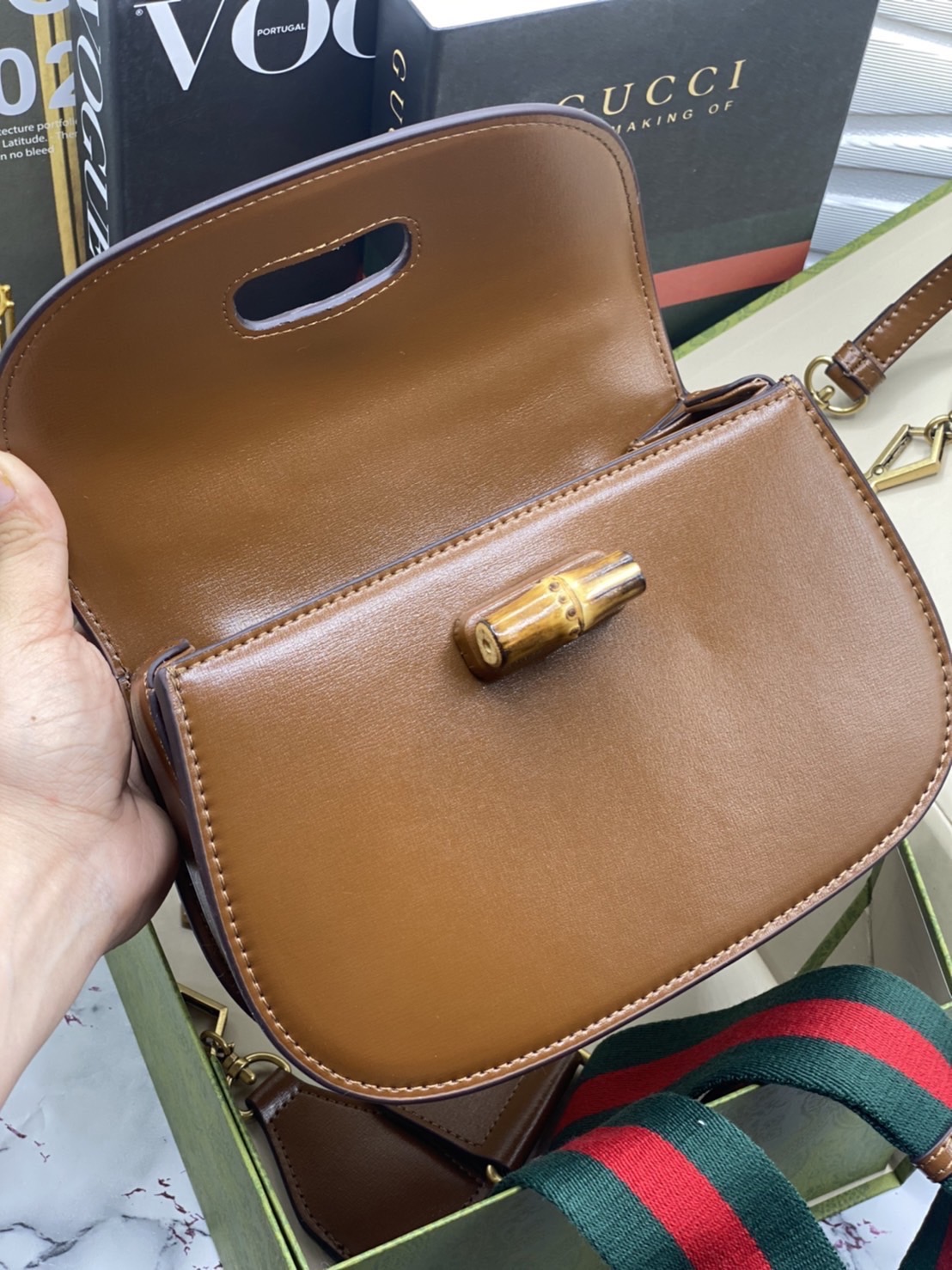 หนังแท้ Gucci Bamboo 1947 small top handle bag พร้อมส่งที่ไทย