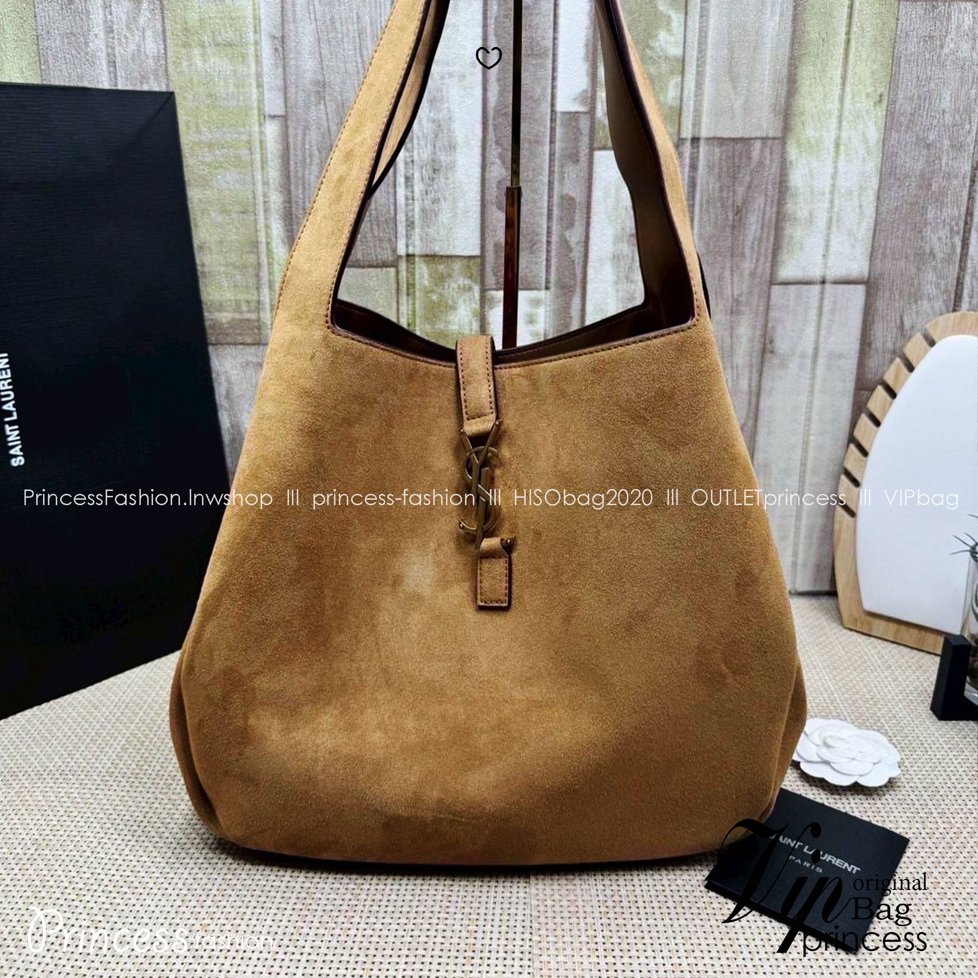 ORI หนังแท้ | YSL Le 5 À 7 Bea suede tote bag / YSL Hobo bag brown suede bag กระเป๋าทรงโท้ทงานหนังกลับ สวยเด่นเป็นเอกลักษณ์ ดีไซน์เรียบแต่มาก สวยดูแพง ภายในโล่งกว้าง จุของได้เยอะ