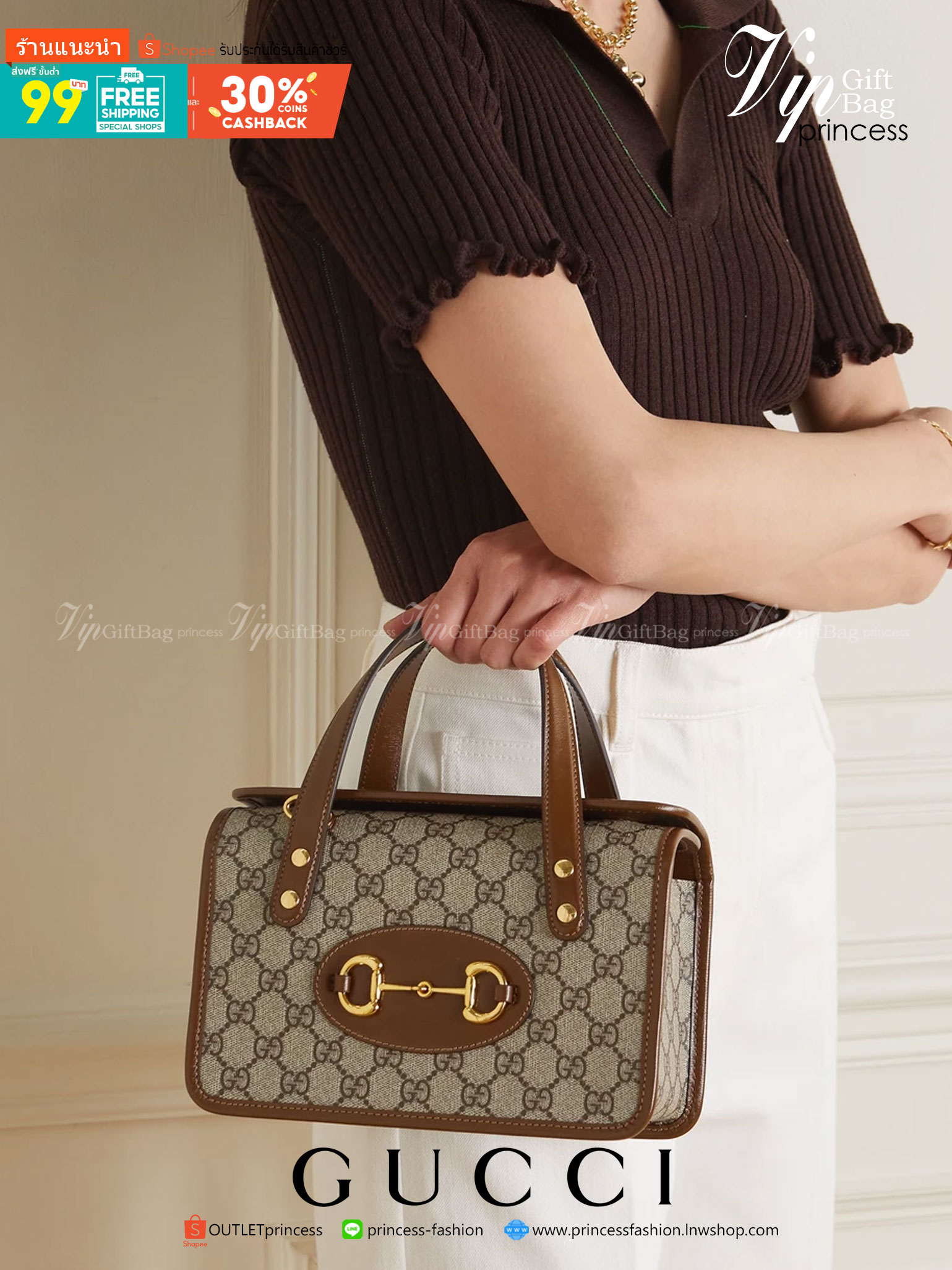 VIP GIFTbag 】GUCCI Horsebit 1955 mini leather-trimmed printed coated-canvas tote คอลเลคชั่นใหม่ล่าสุด ดาราเซเลปใช้กันเพียบ กระเป๋าถือ ดีไซน์สวย เชื่อได้เลยใบนี้สาวๆต้องหลงรัก จนวางไม่ลงเลยน้า