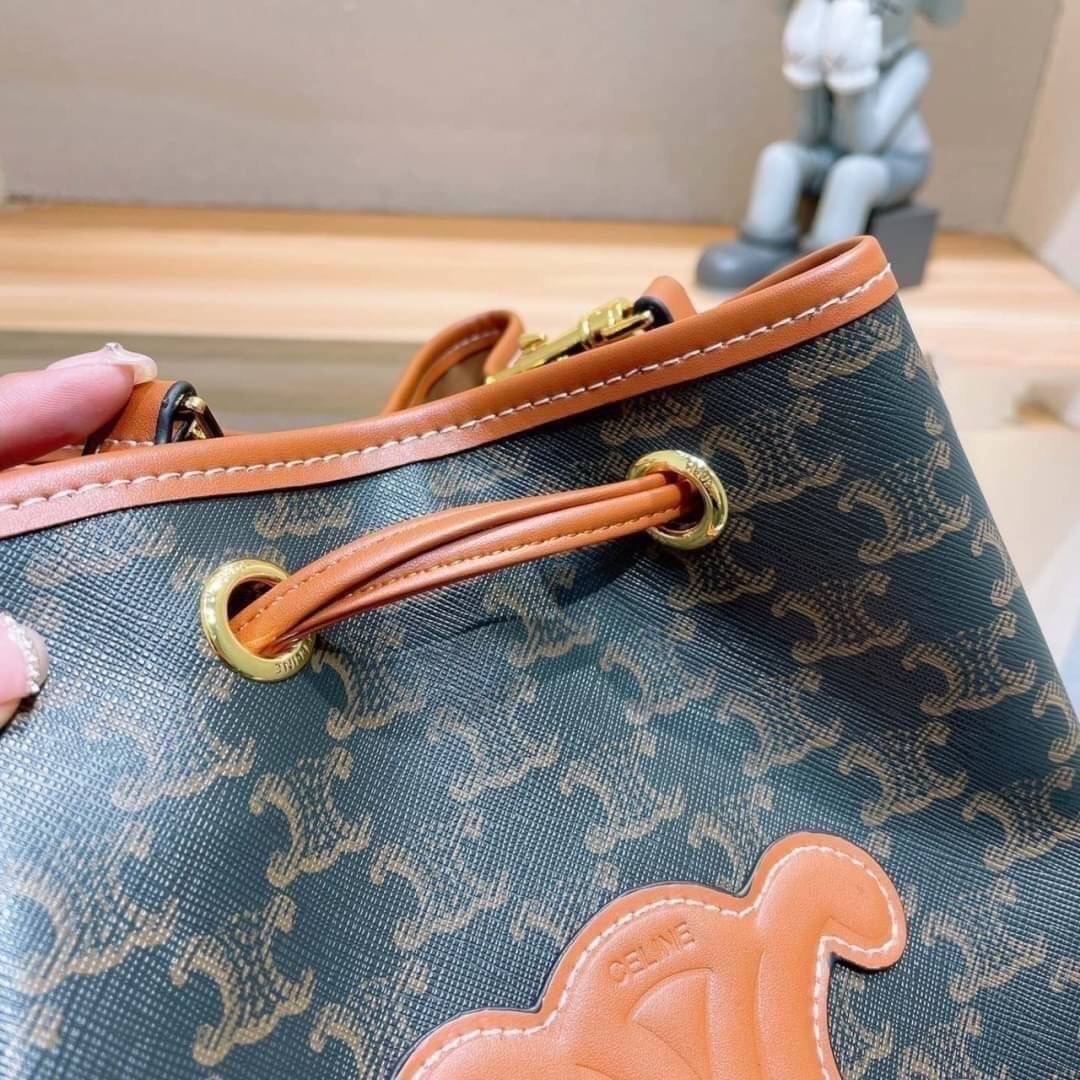 CELINE a monogram canvas bucket bag Size 10”