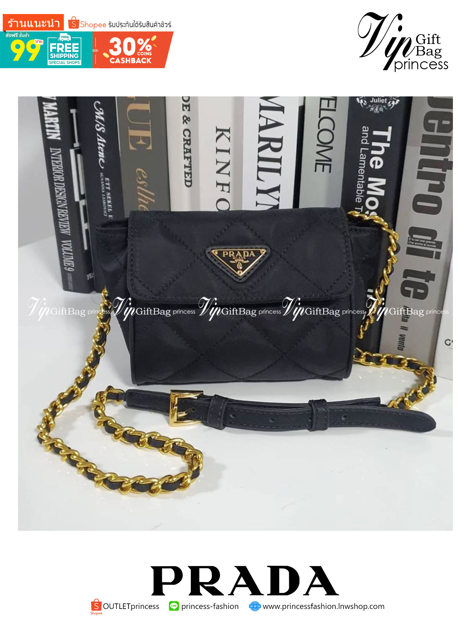 PRADA SHOULDER BAG ส่งตรงจากเคาเตอร์ต่างประเทศ นานๆจะมาทีคะ **ขนาดมินิปุ๊กปิ๊ก กับแบรนด์ Prada เก๋ ไม่ซ้ำใครแน่นอนคะรุ่นนี้ เปิดปิดด้วยกระดุมแม่เหล็ก ภายในบุผ้าแบรนด์ และ มีป้ายโลหะแบรนด์ **อะไหล่ทองเข้มทั้งใบ สามารถใส่Iphone11+ ได้ งานน่ารัก ราคาดี้ดีแบบ