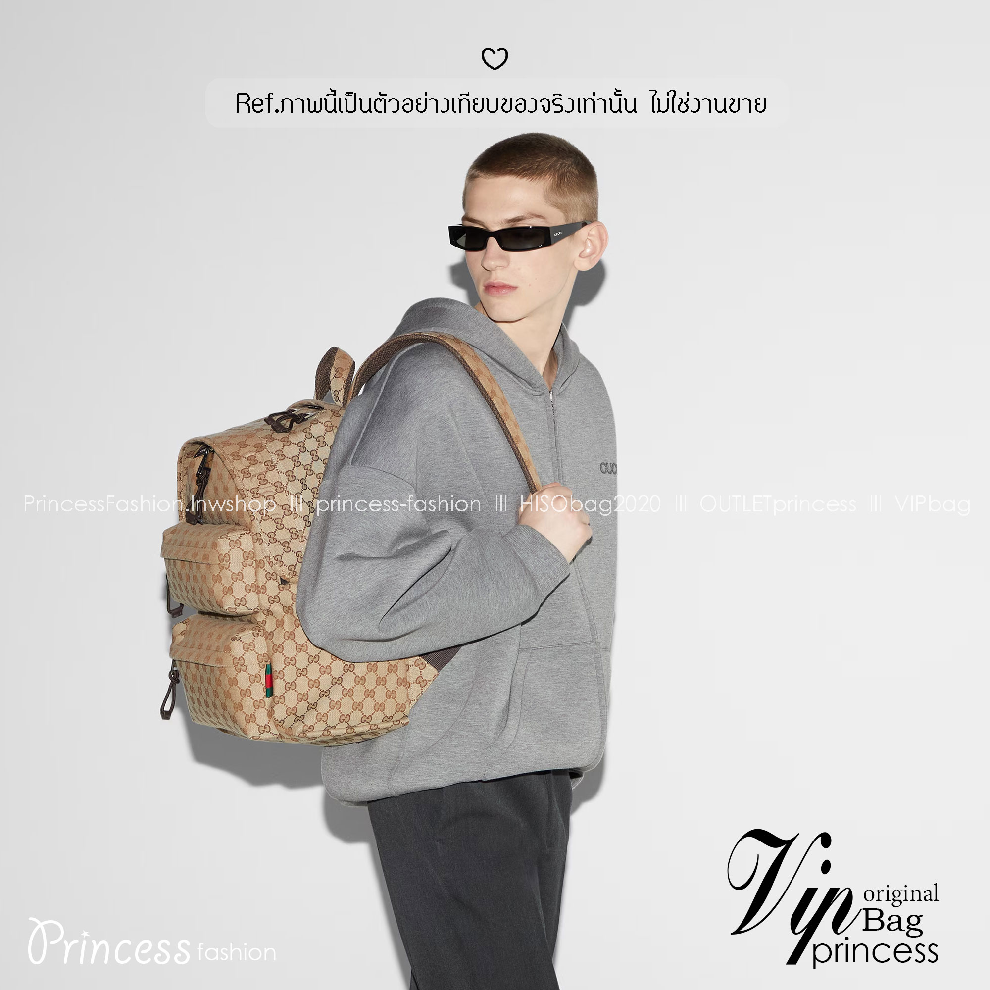 GUCCI Medium backpack with Gucci logo กระเป๋าเป้ขนาดกลาง ทรงใบใหญ่เอาใจสายจุ Best seller Unisex backpack งานผ้าแคนวาสพิมพ์ลาย GG สวยเด่นเป็นเอกลักษณ์ ใช้ได้ทั้งหนุ่มๆและสาวๆ ใบนี้คุ้มค่าราคามากๆ