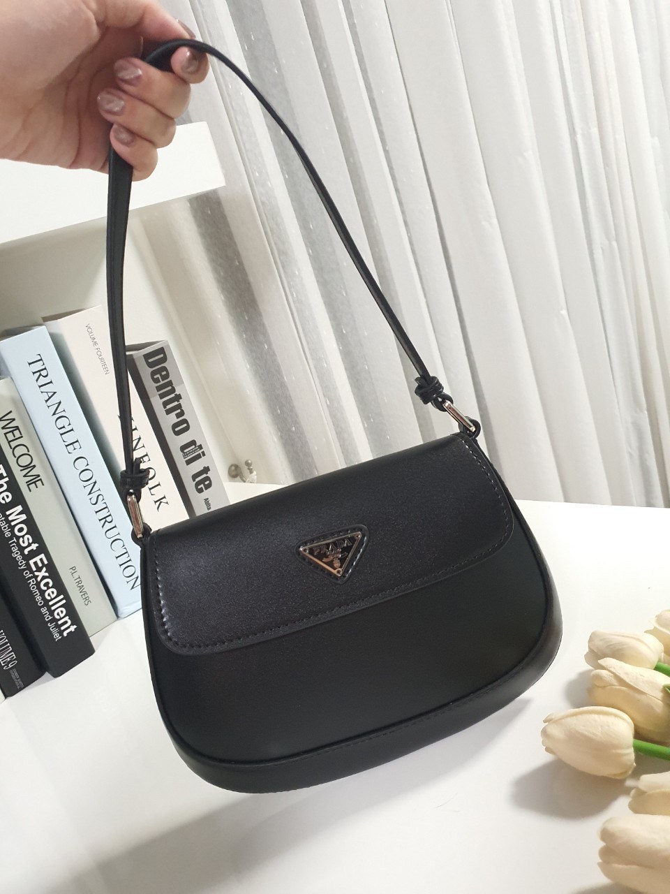 Prada งานพรีเมี่ยมกิ้ฟท์จากเคาเตอร์ต่างประเทศ PRADA CLEO BRUSHED LEATHER SHOULDER BAG WITH FLAP