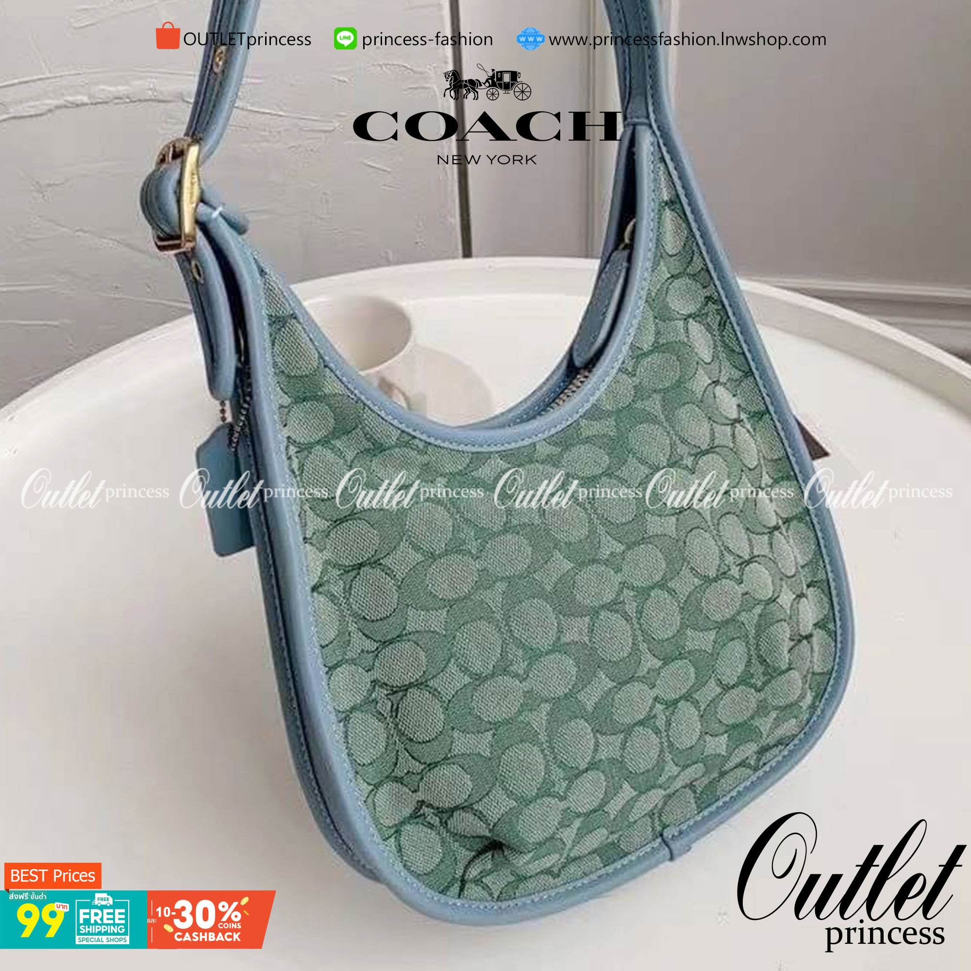 OUTLET 】COACH ERGO SHOULDER BAG In Signature พร้อมส่งที่ไทย