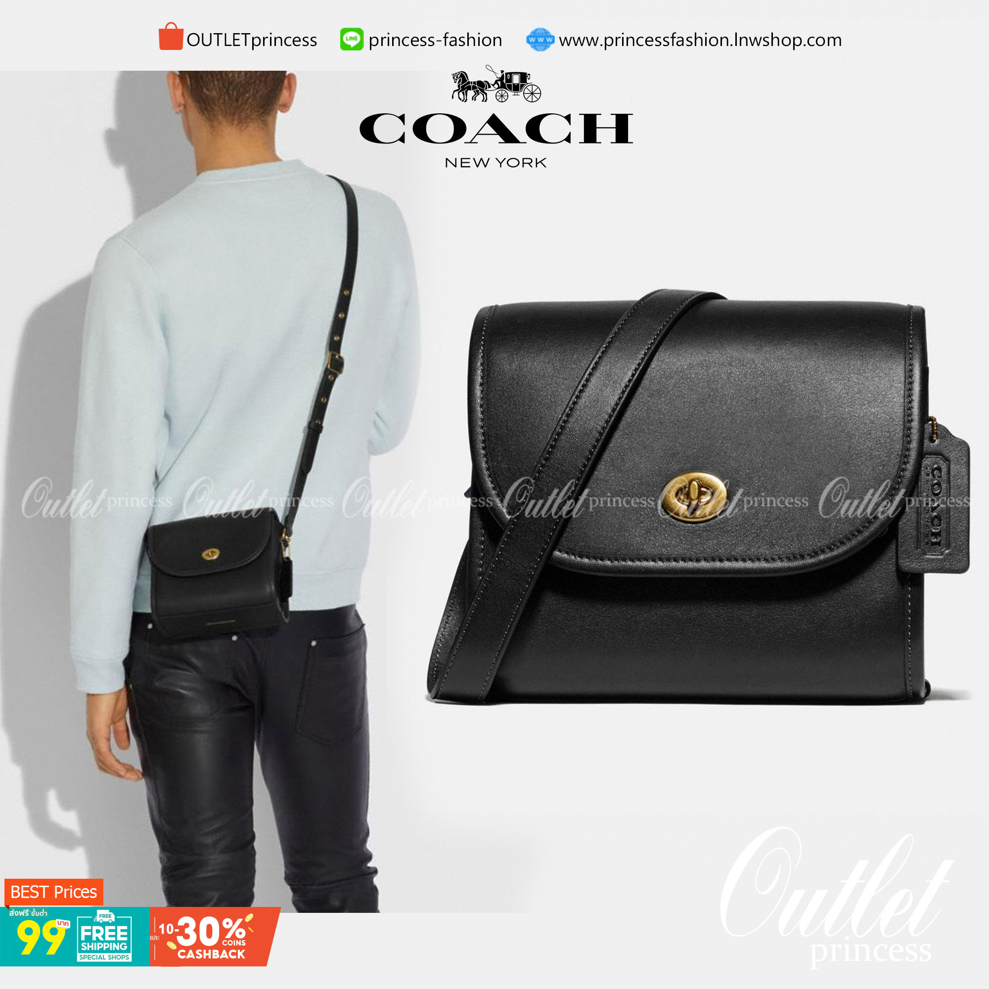COACH Turnlock Lunchbox Pouch In Signature Canvas COACH Lady กระเป๋าสะพาย FM1981-144