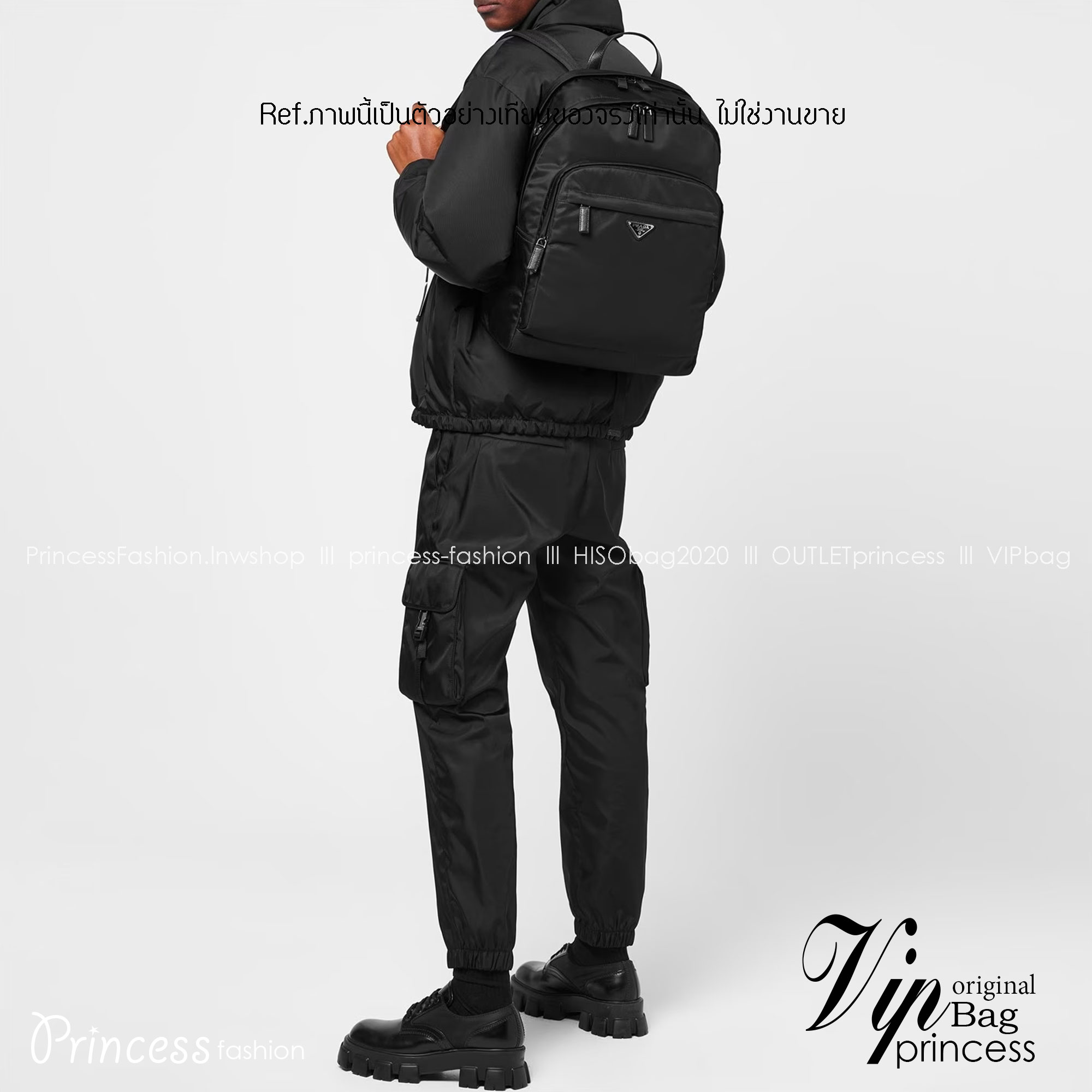 Prada Re-Nylon logo-plaque backpack / PRADA backpack พร้อมส่งที่ไทย กระเป๋าเป้ไนล่อนพราด้า **สินค้าเกรดท็อปออริจินอล 1:1 สลับแท้ ใช้งานต่างประเทศได้