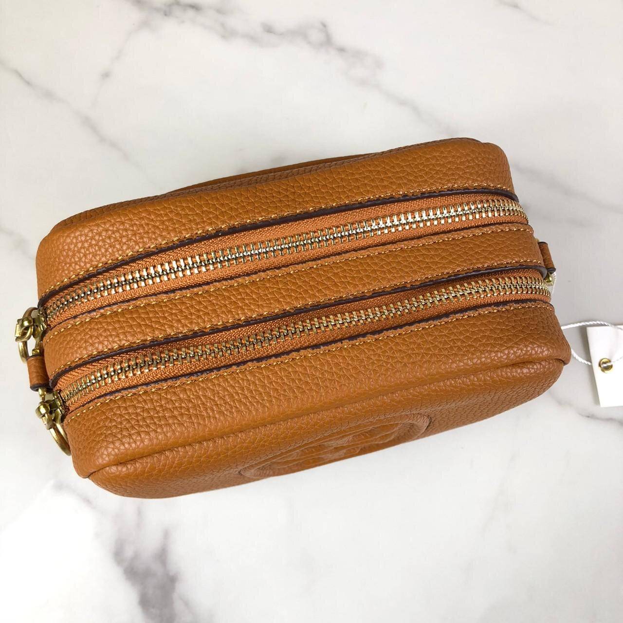 ของแท้ 💯% Tory Burch Perry Bombe Mini Leather Crossbody กระเป๋าสะพาย 2 ช่องซิป